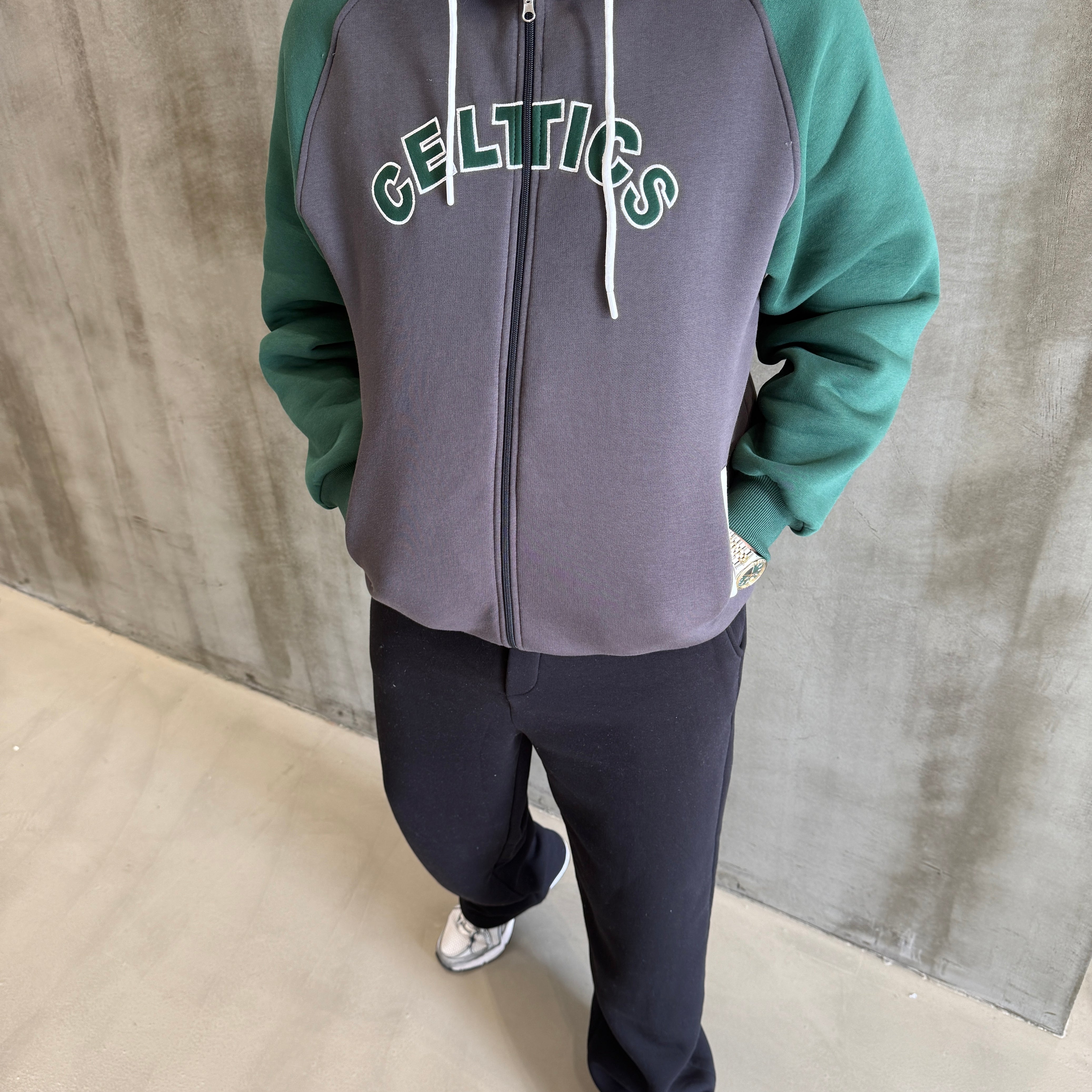 Antrasit Celtics 3 İplik Kapüşonlu Sweat