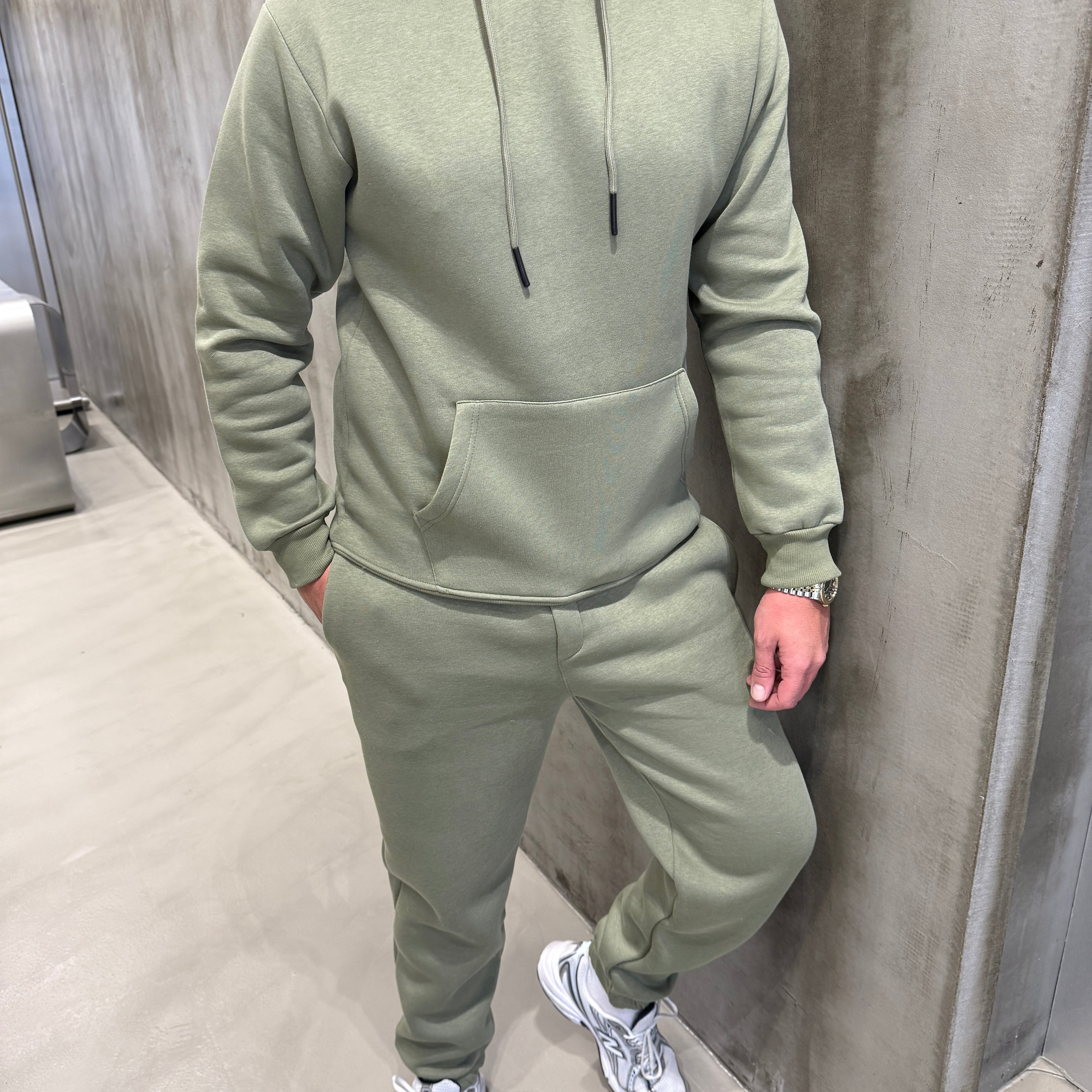 Haki 3 İplik Kapüşonlu Takım