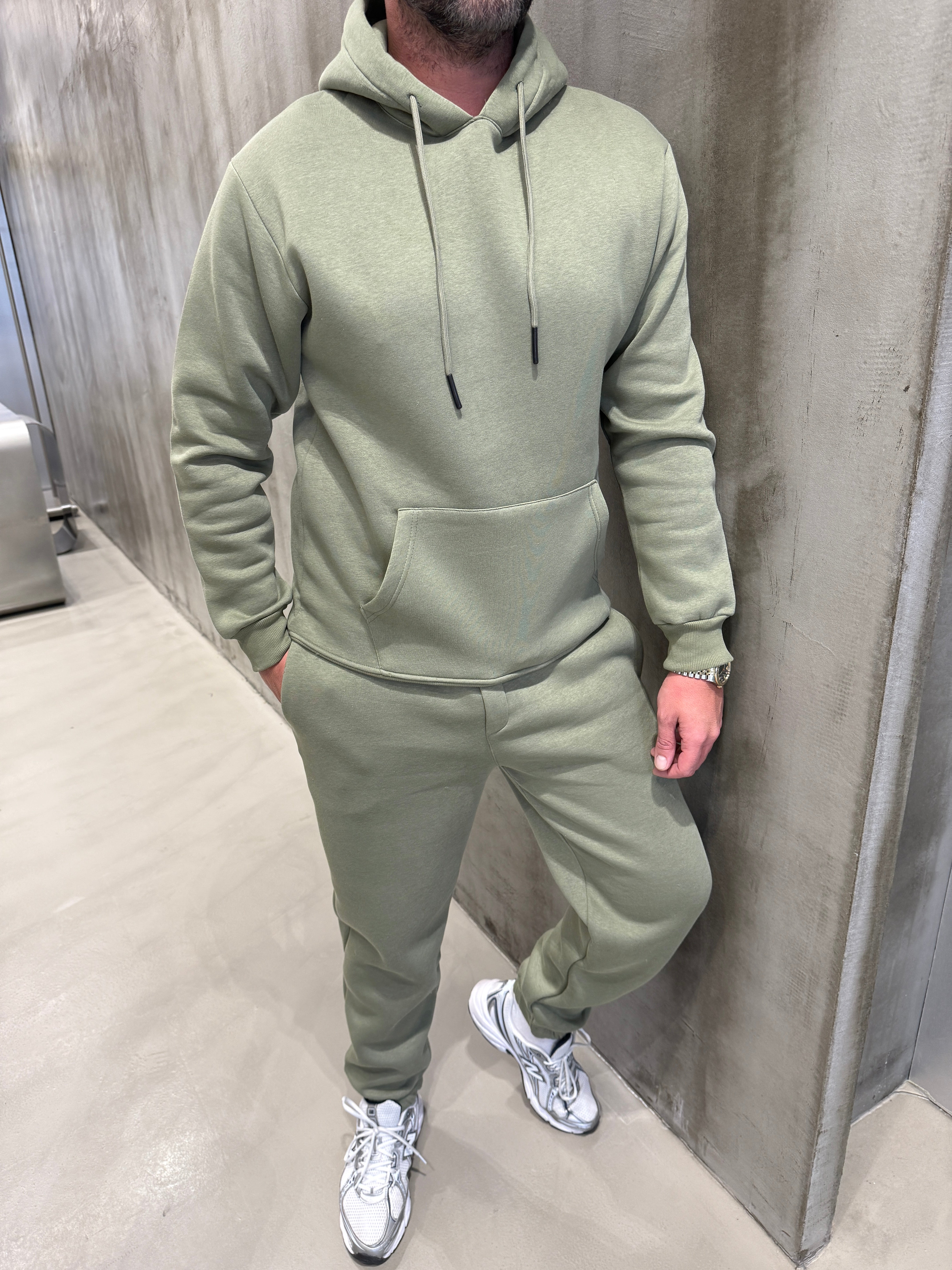 Haki 3 İplik Kapüşonlu Takım