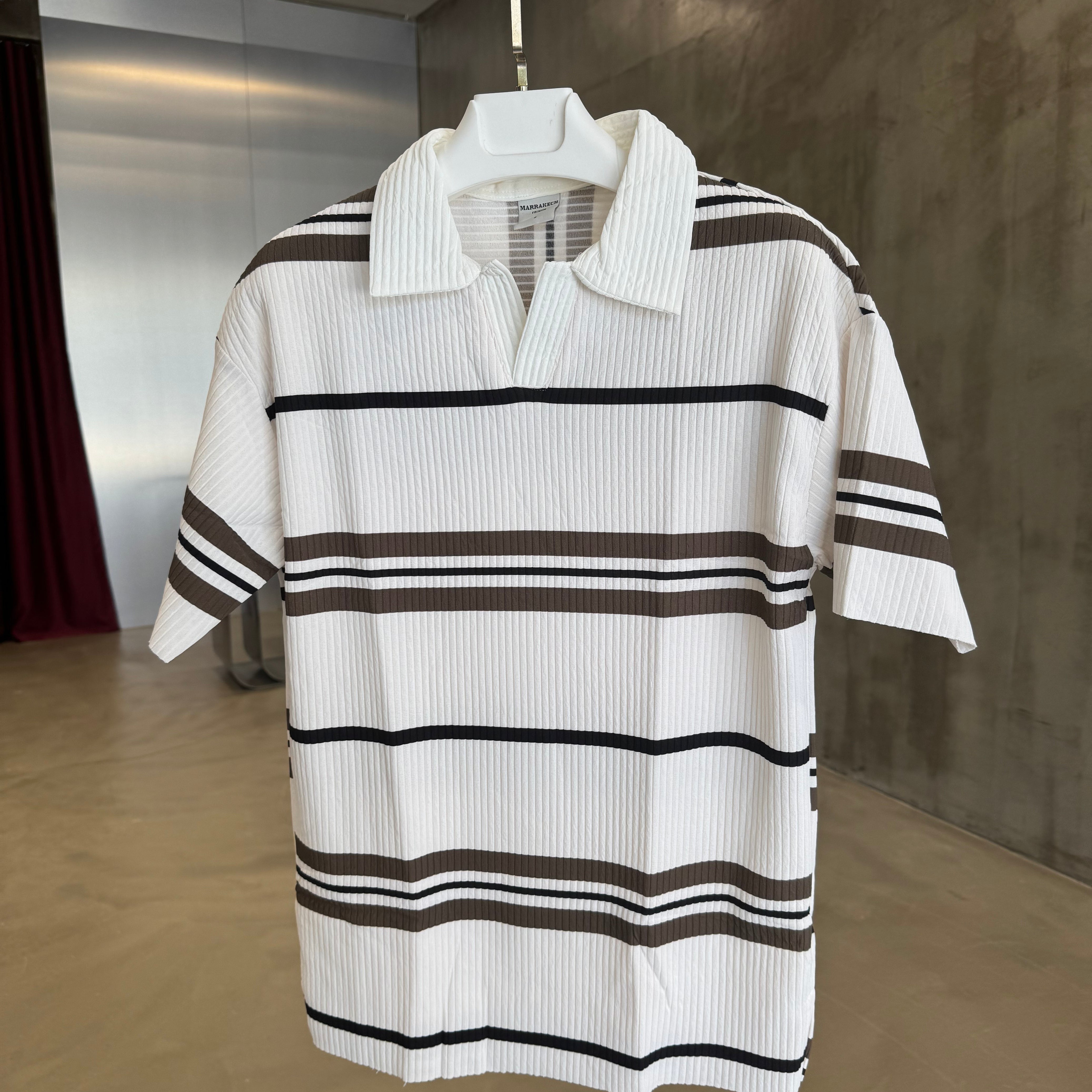 Çizgili Polo Yaka T-Shirt