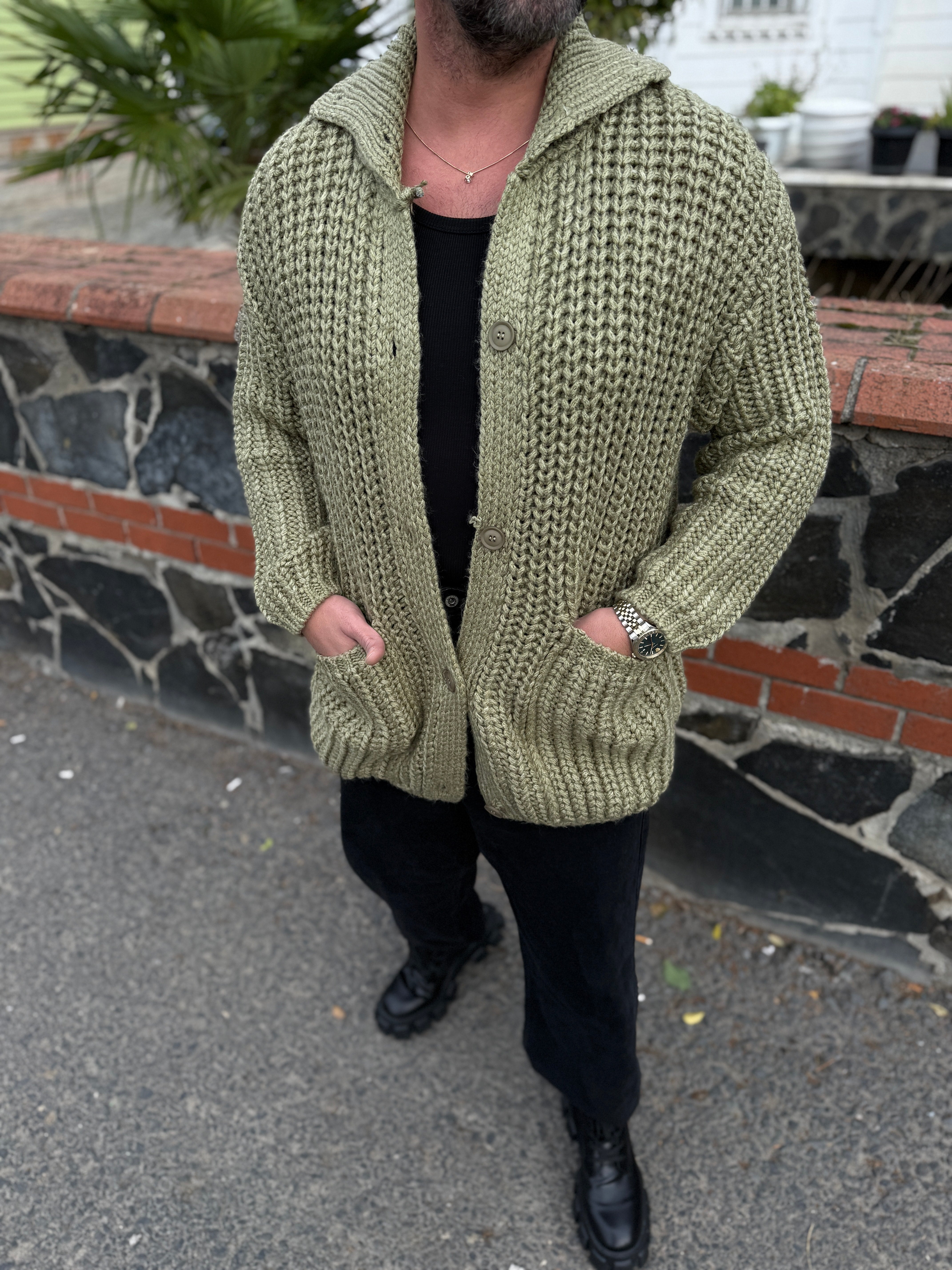 Çağ Yeşili Premium Hırka