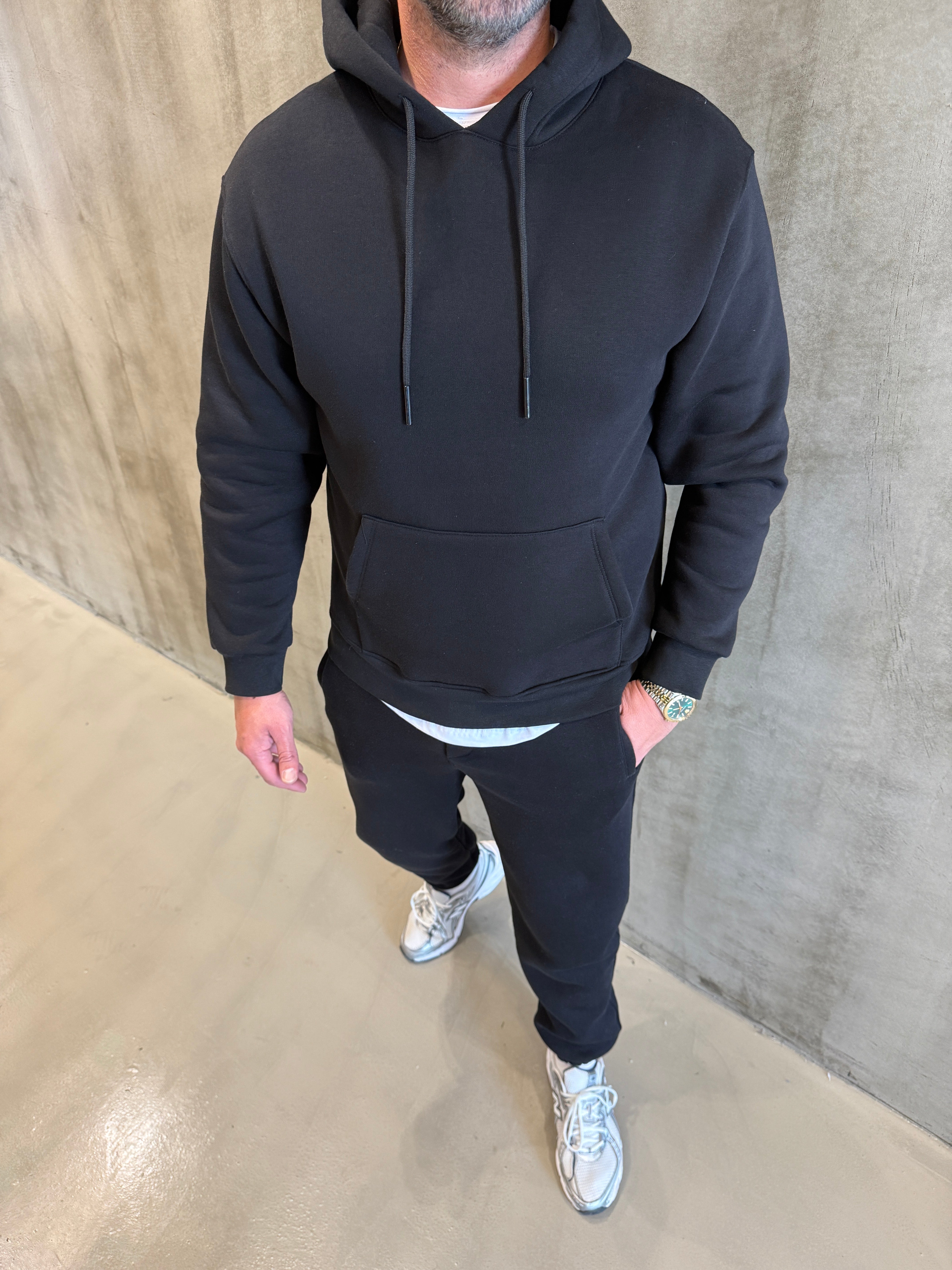 Siyah 3 İplik Kapüşonlu Takım