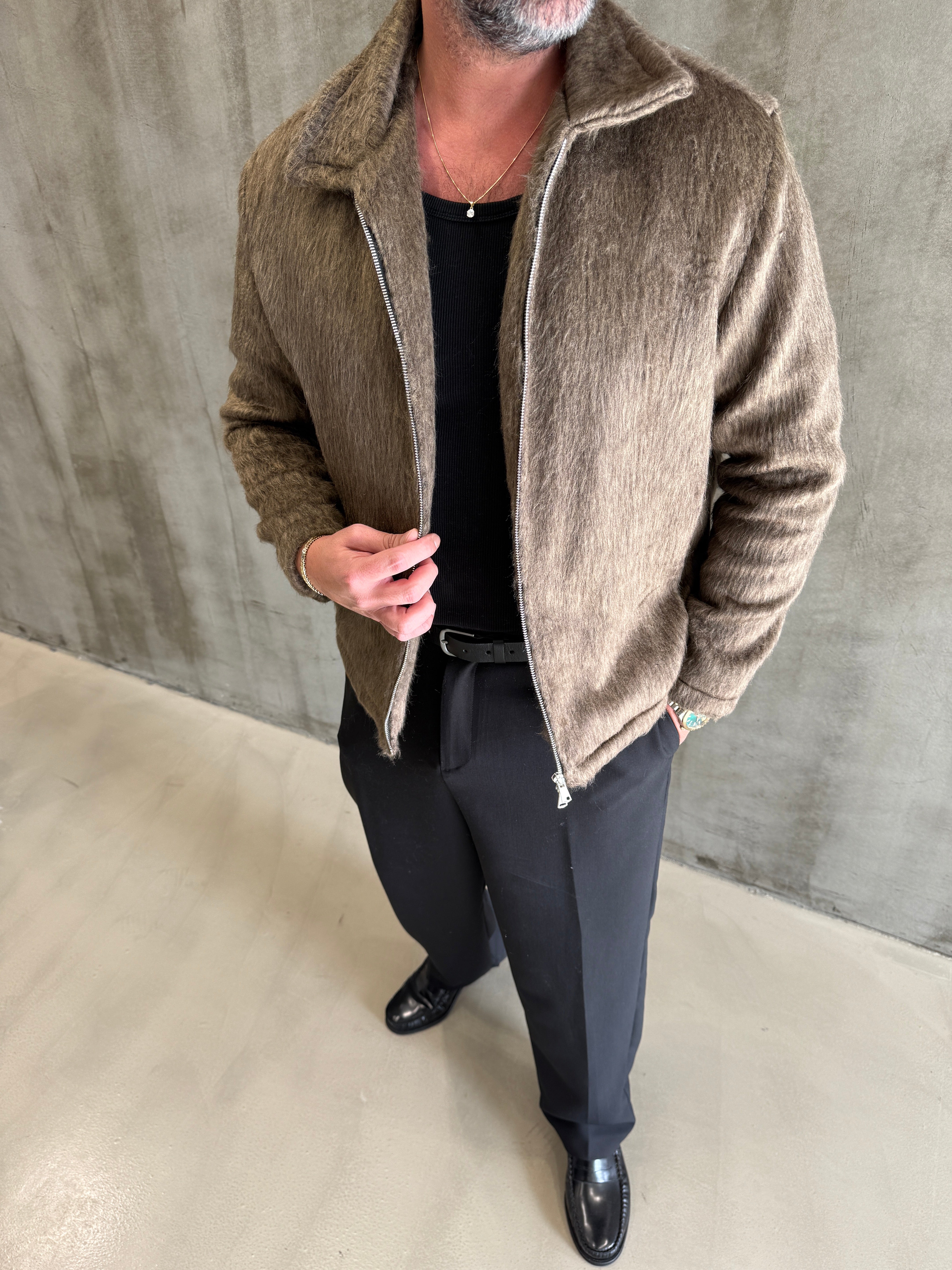 Kahve Sakallı Kumaş Ceket