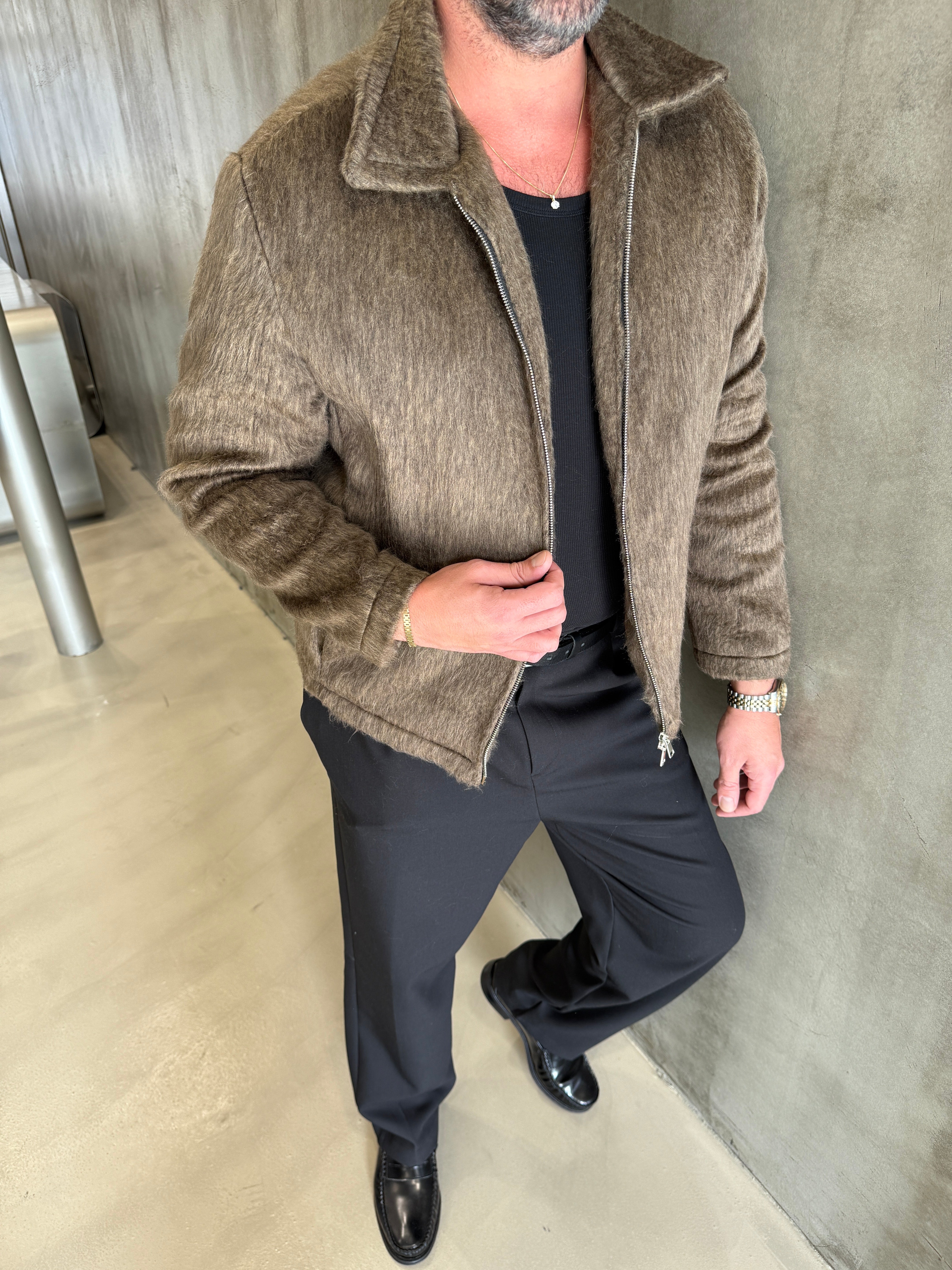 Kahve Sakallı Kumaş Ceket