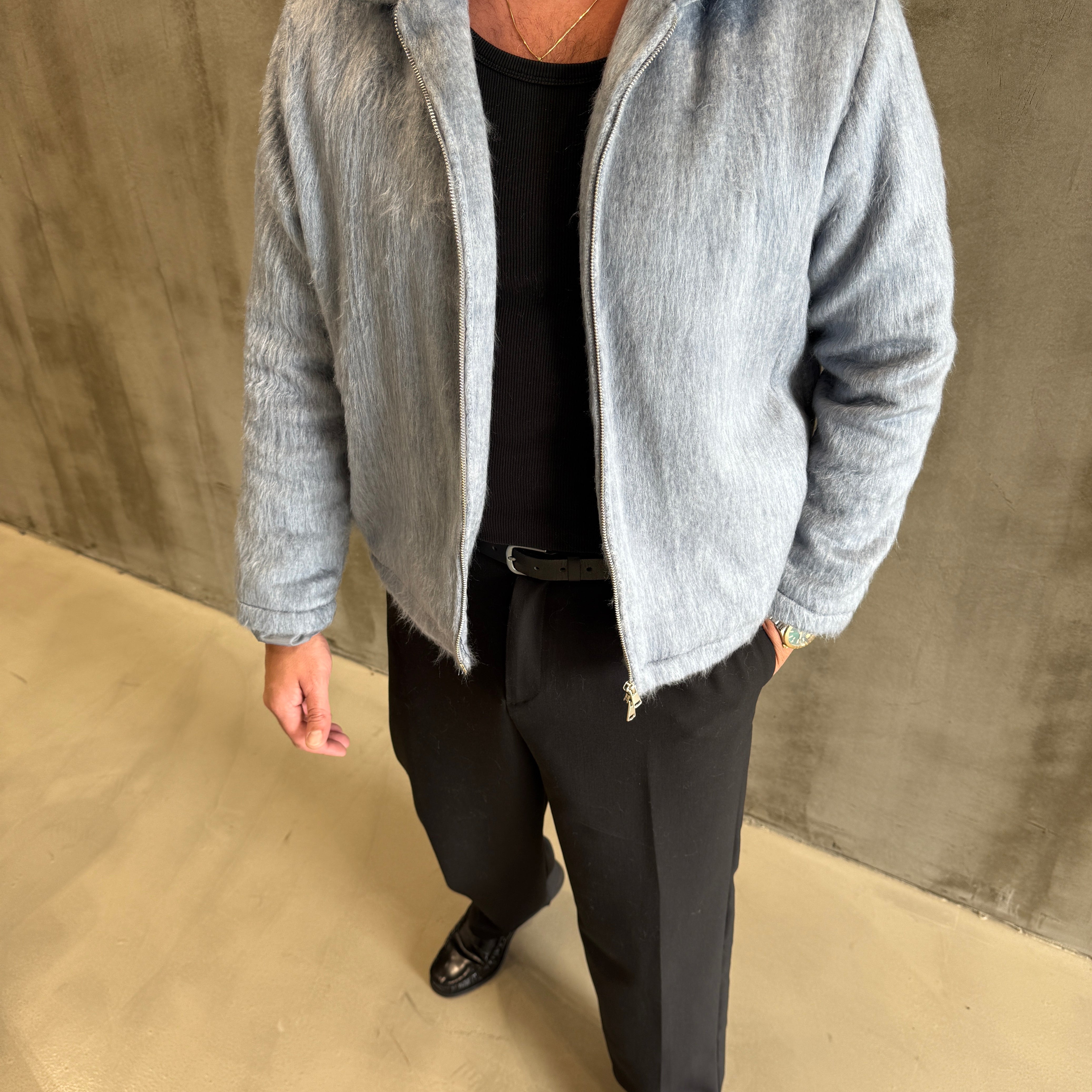 Mavi Sakallı Kumaş Ceket