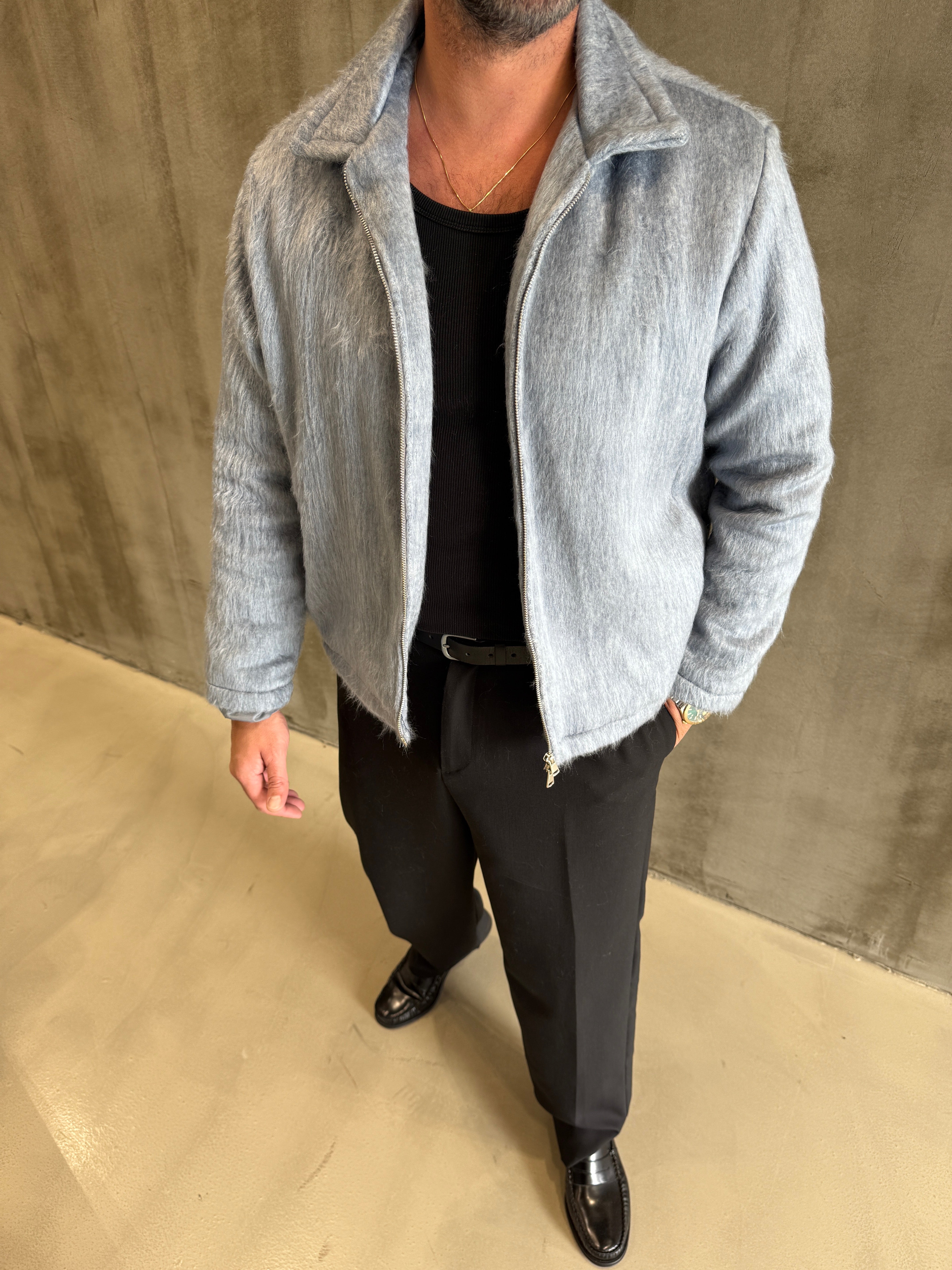 Mavi Sakallı Kumaş Ceket