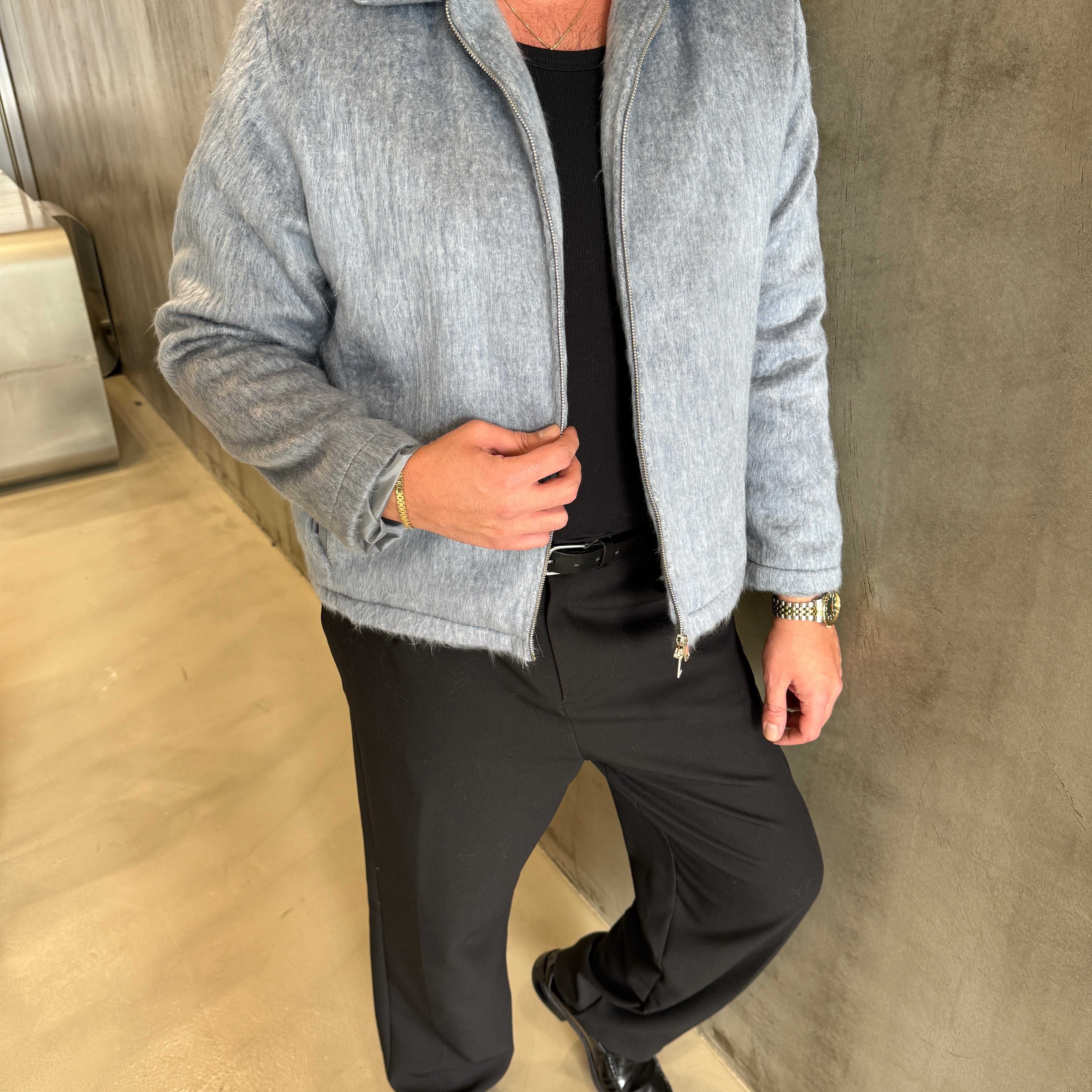 Mavi Sakallı Kumaş Ceket