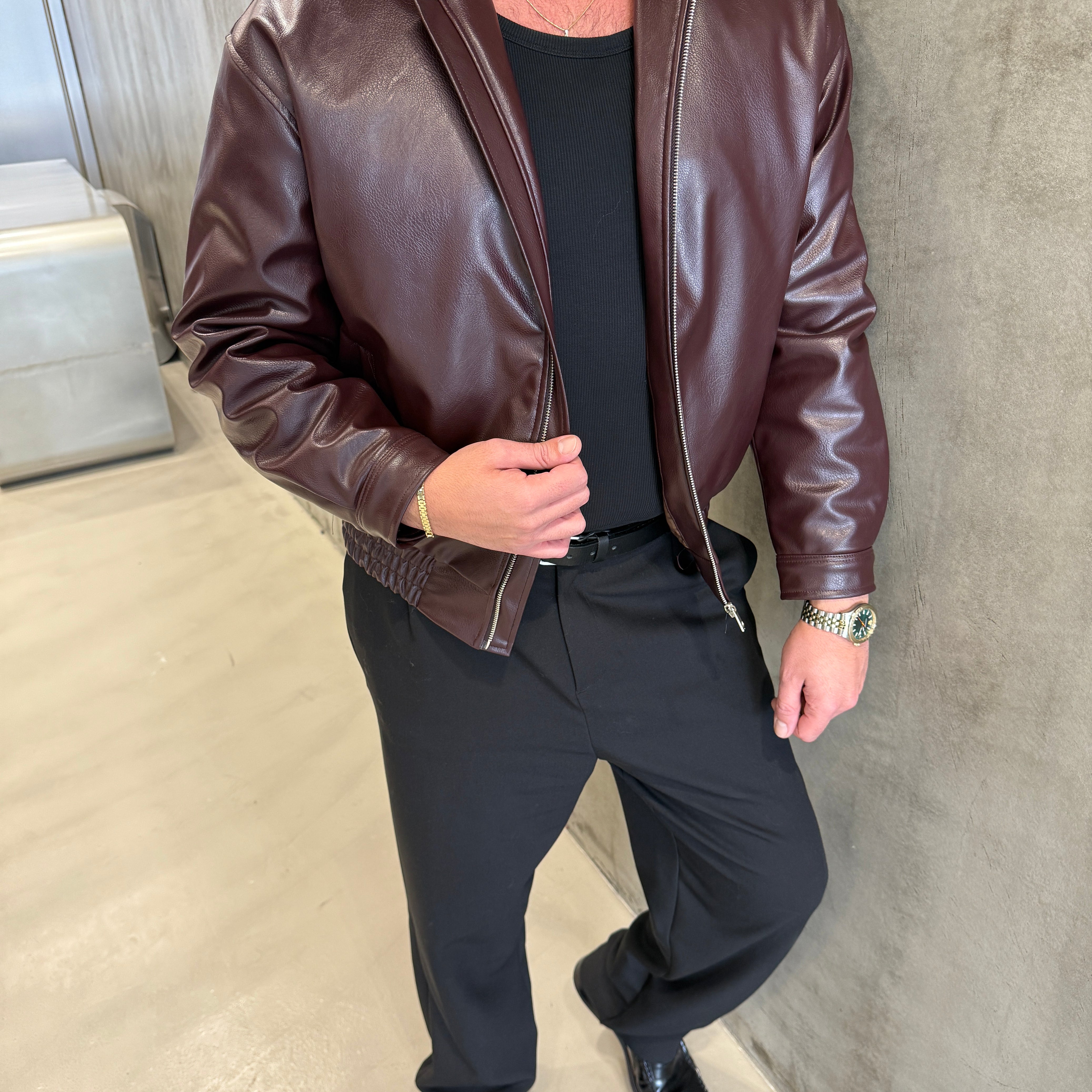 Kahve Bomber Deri Ceket