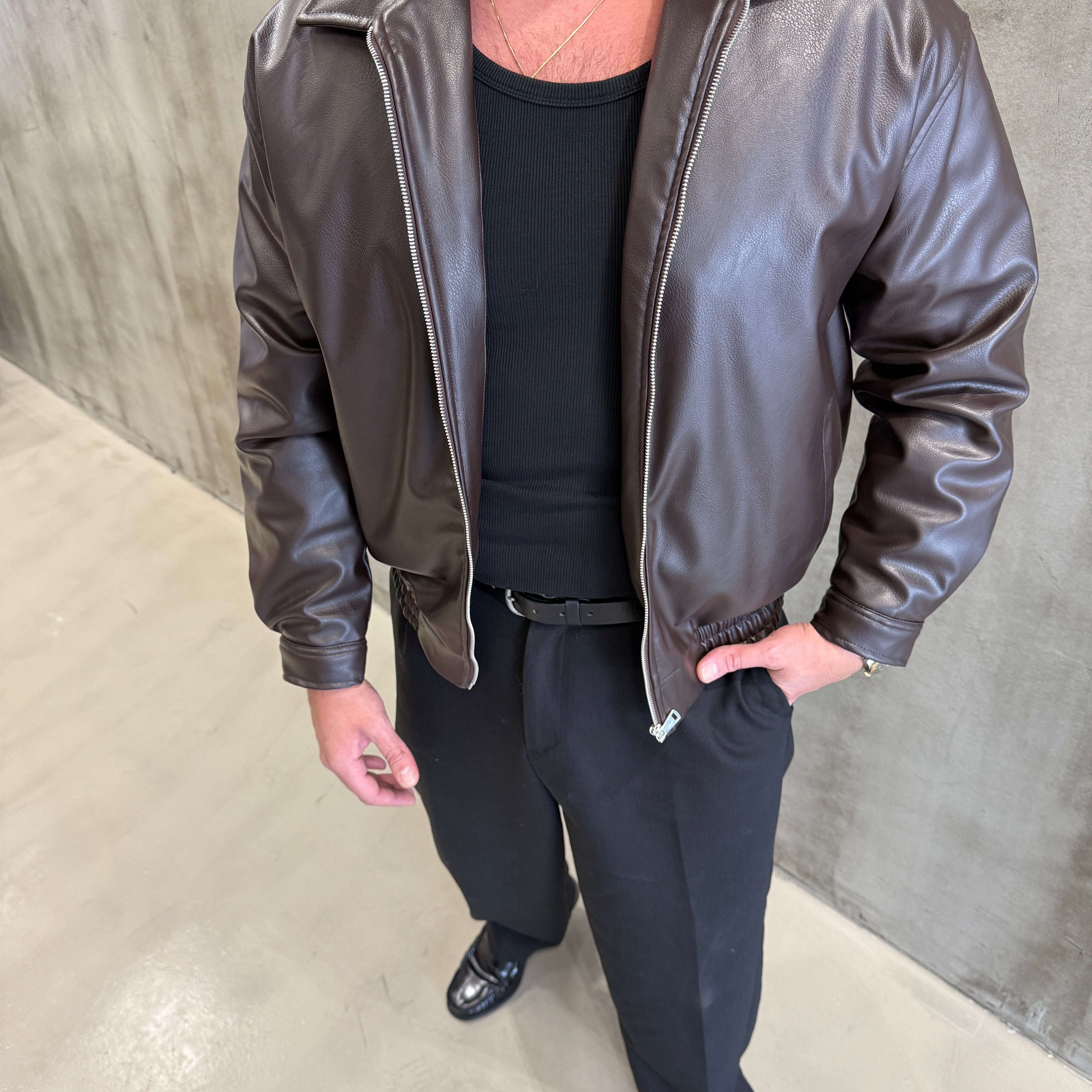 Kahve Bomber Deri Ceket