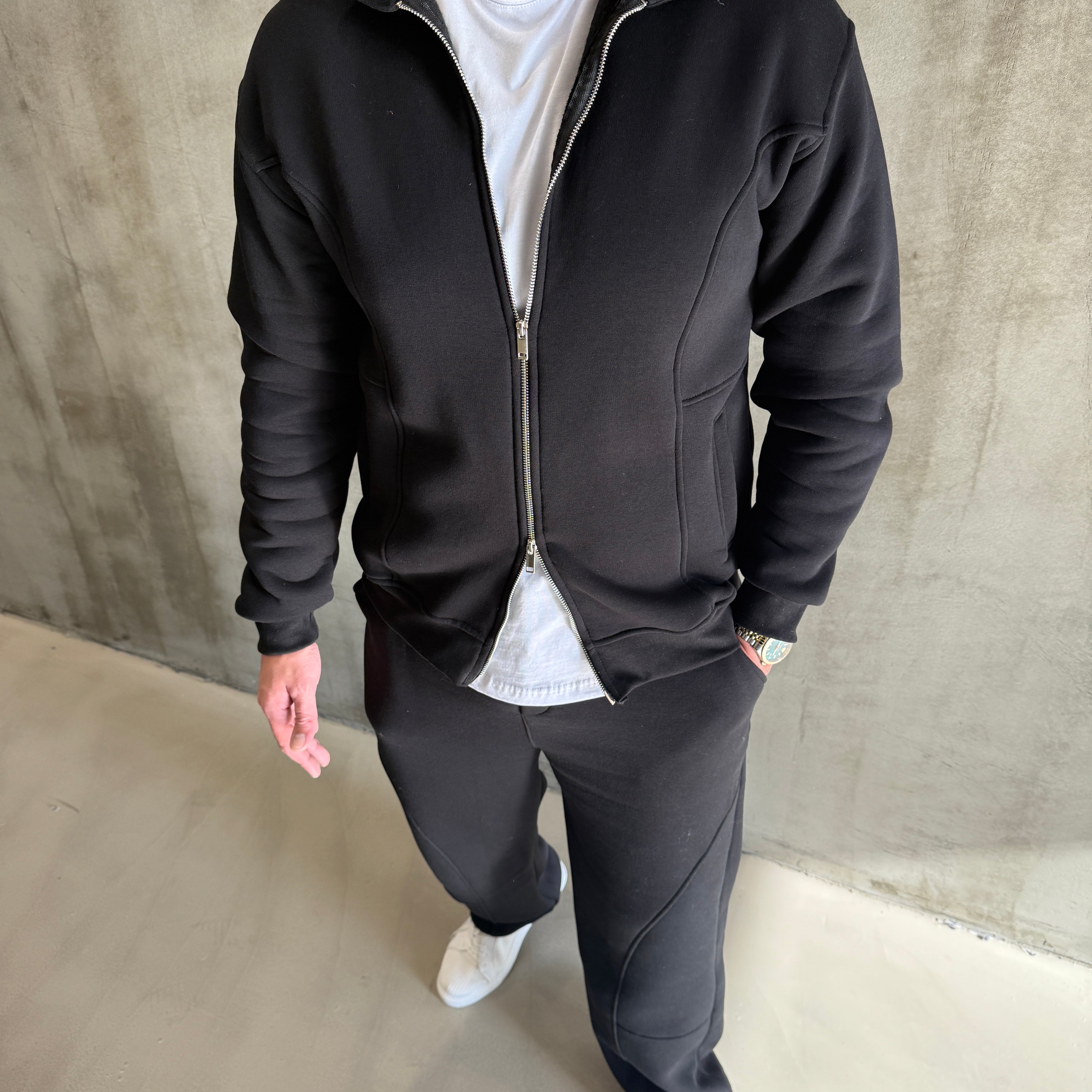 SNZ Siyah 3 İplik Çift Fermuar Takım