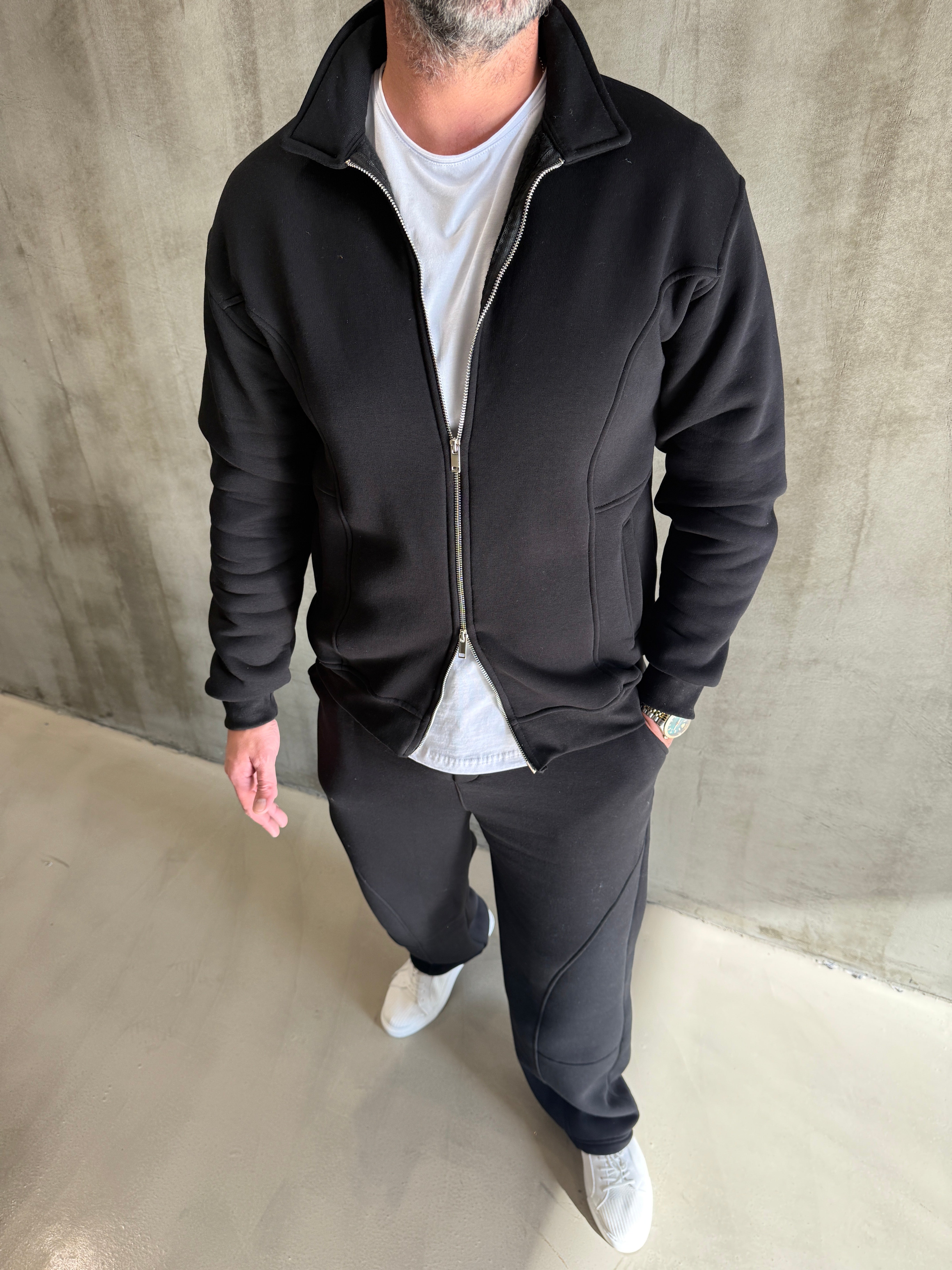 SNZ Siyah 3 İplik Çift Fermuar Takım