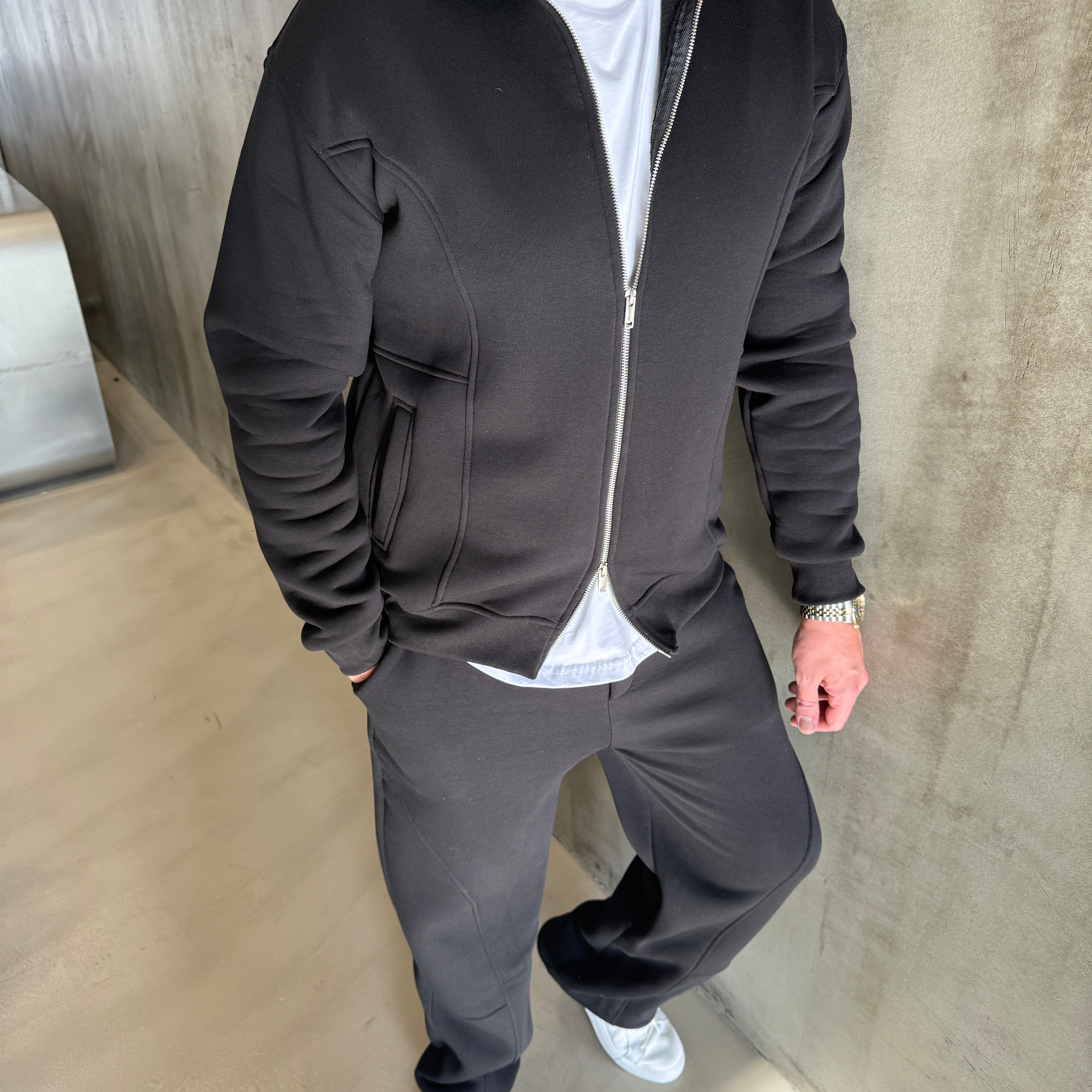 SNZ Siyah 3 İplik Çift Fermuar Takım