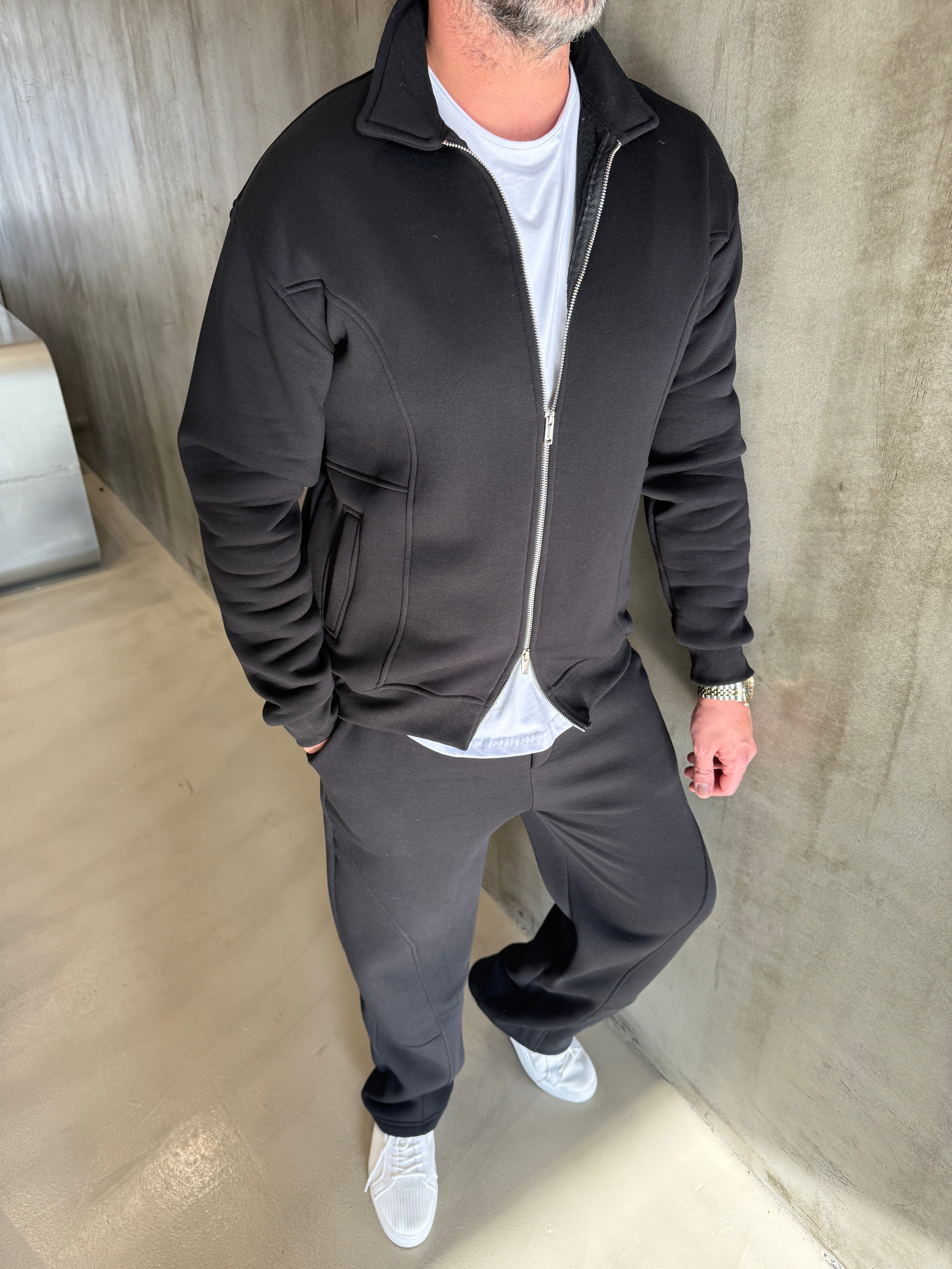 SNZ Siyah 3 İplik Çift Fermuar Takım