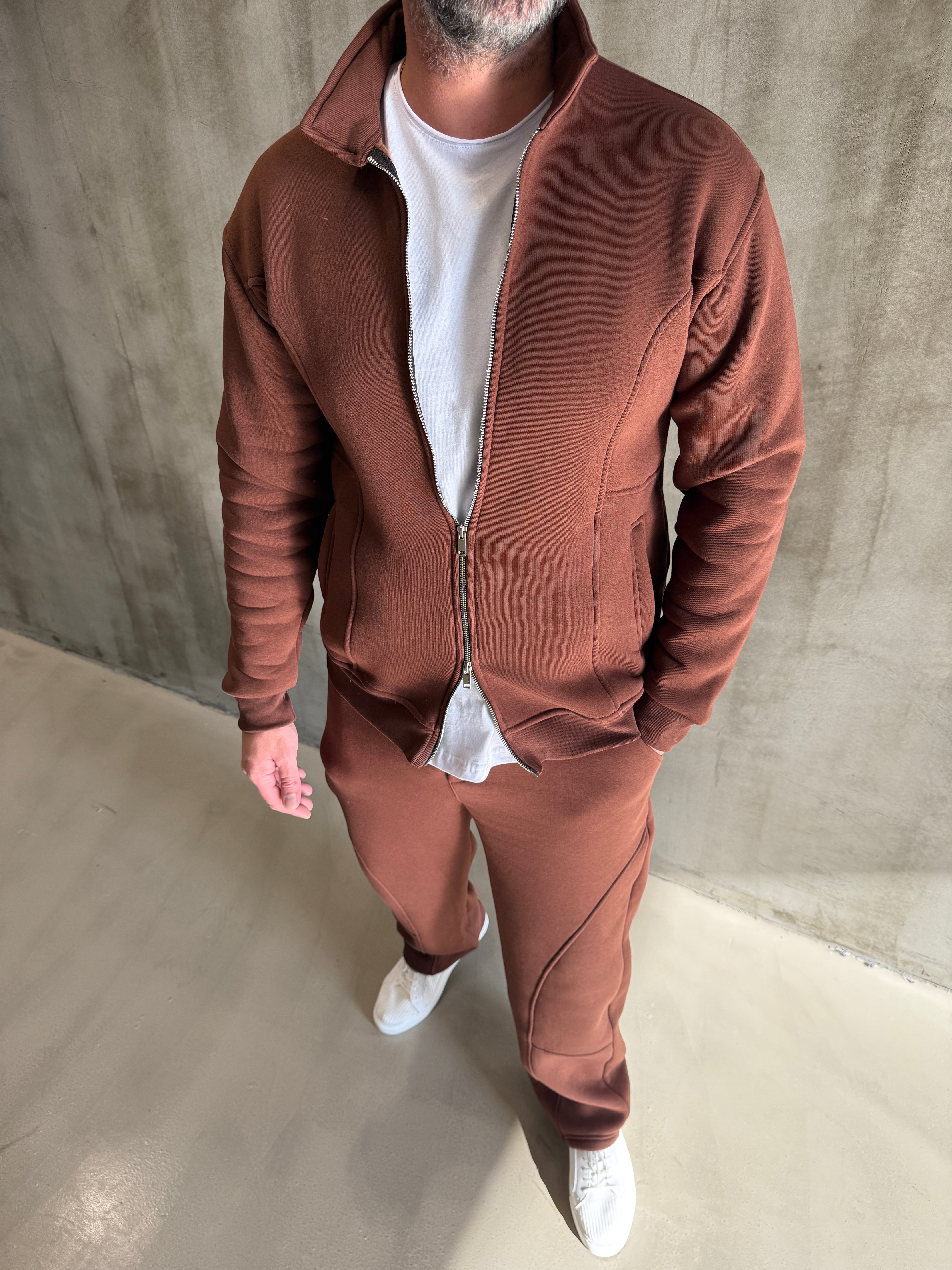 SNZ Kahve 3 İplik Çift Fermuar Takım