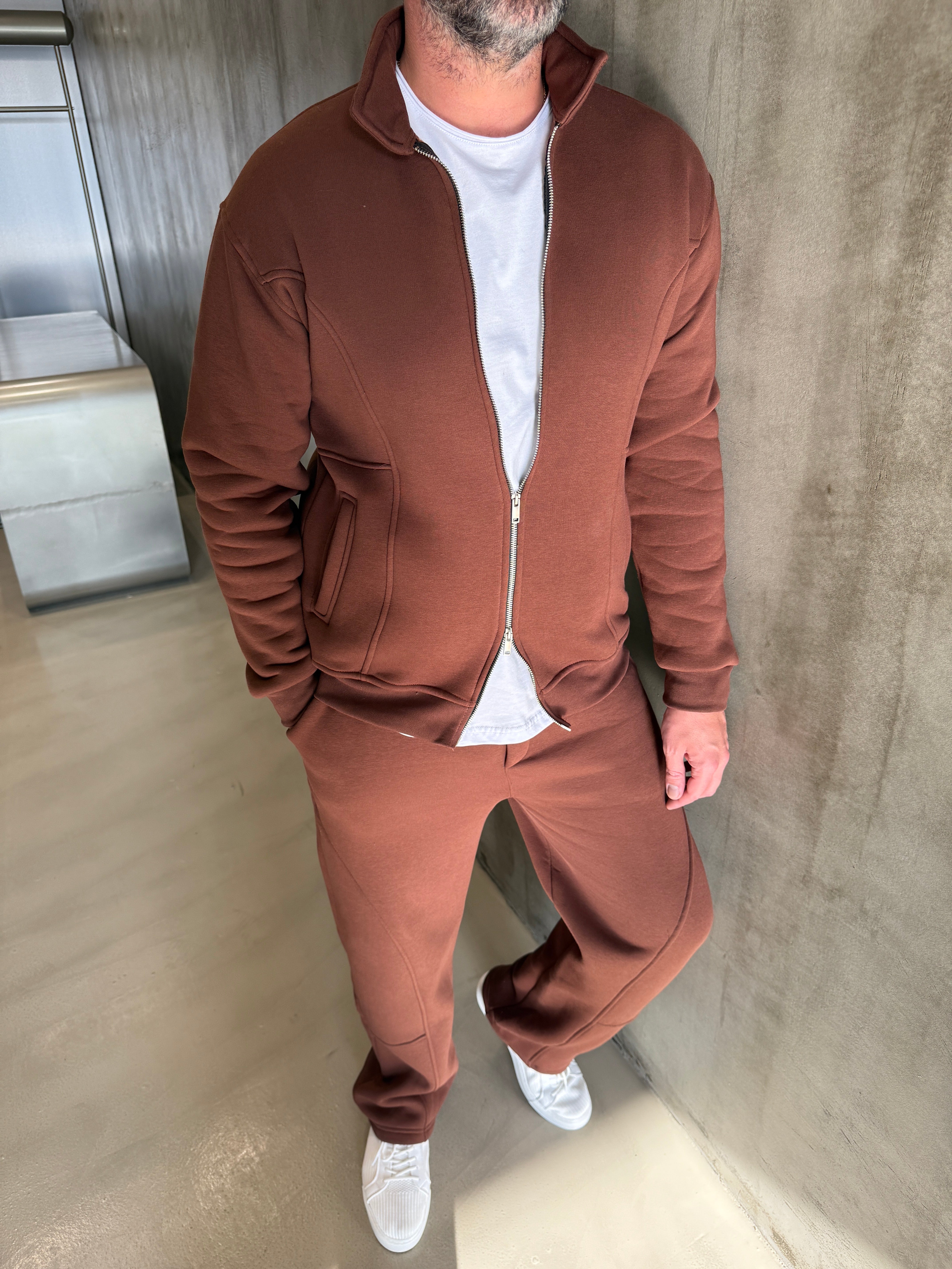 SNZ Kahve 3 İplik Çift Fermuar Takım