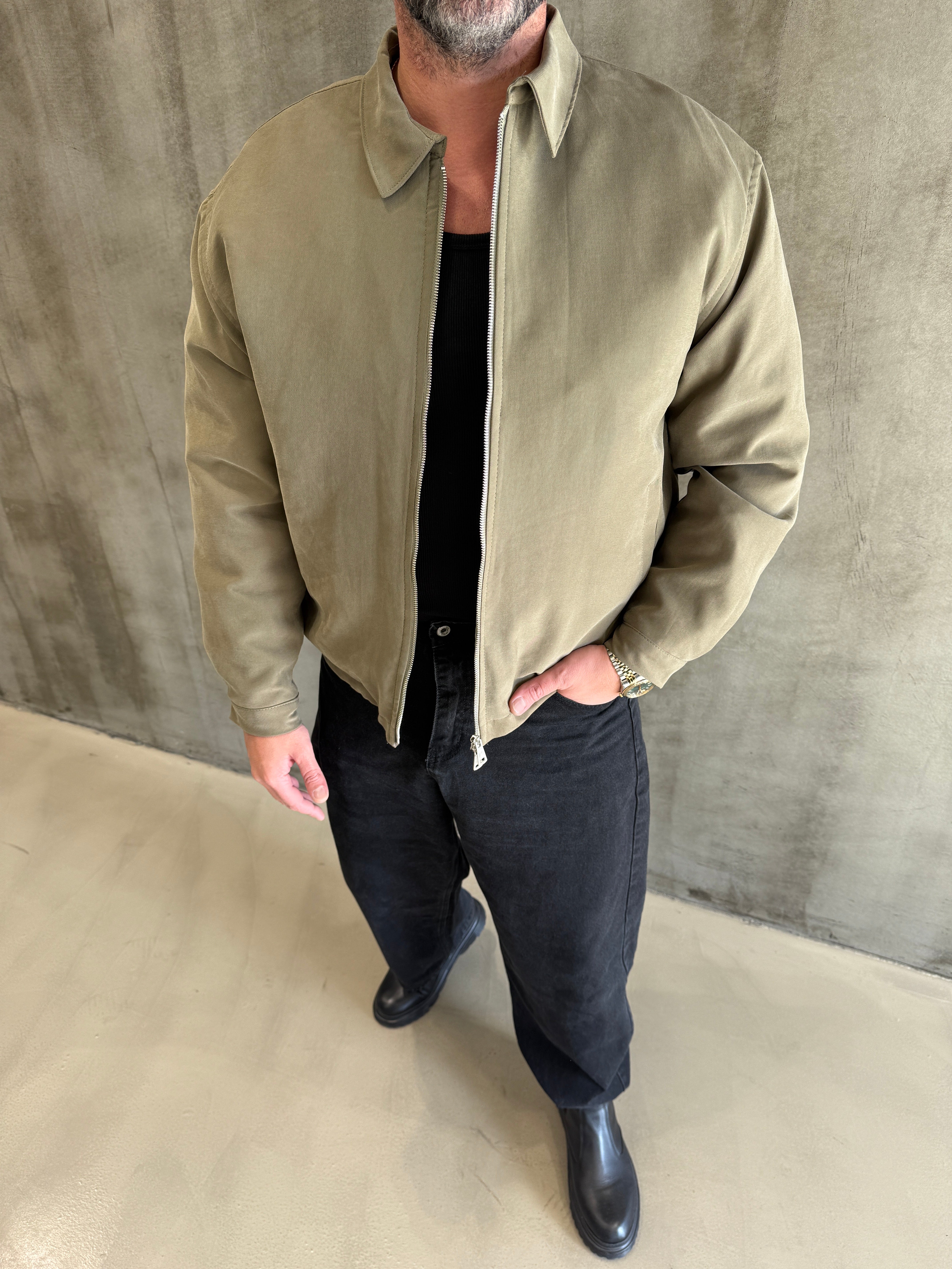 Haki Gramajlı Modal Kumaş Mont