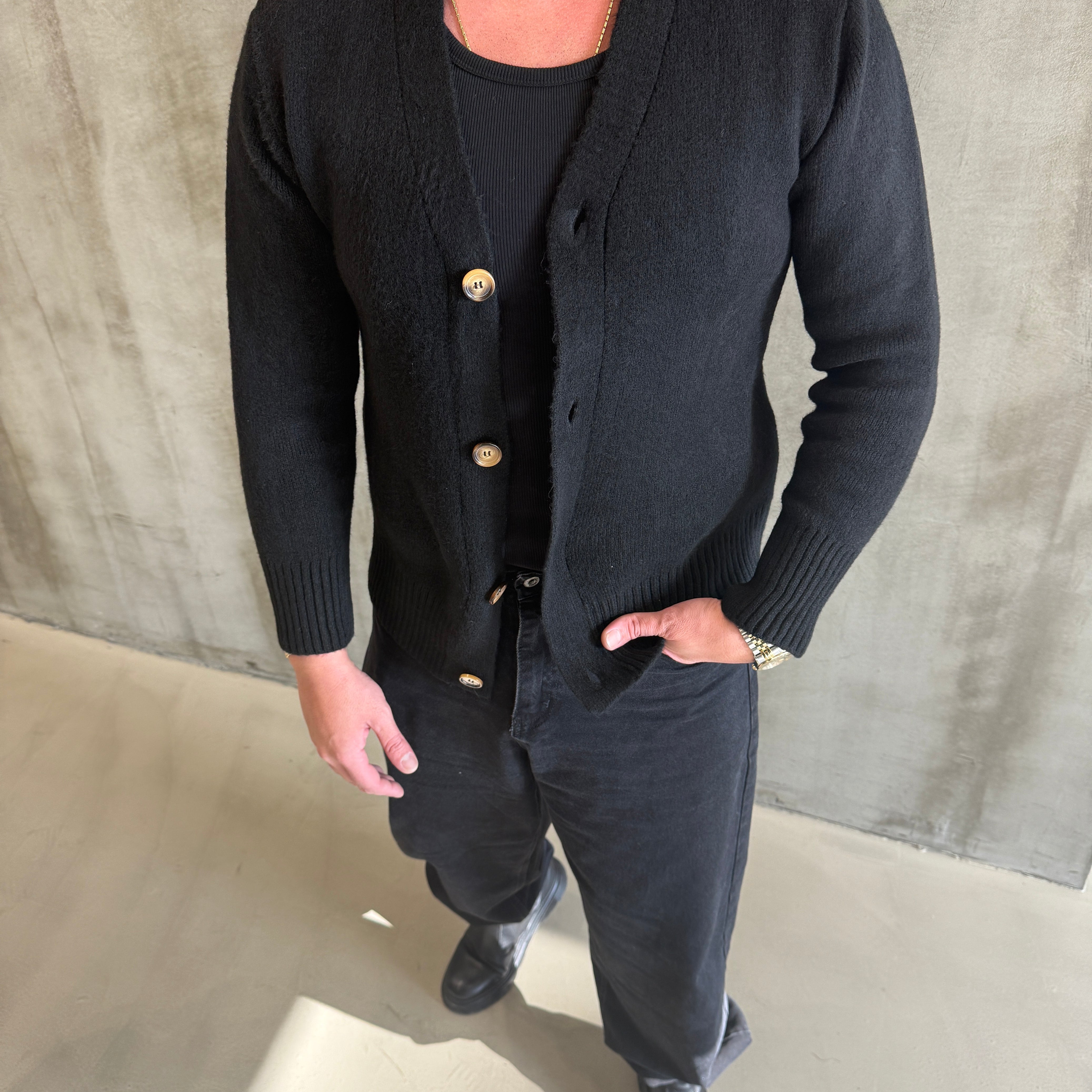 Ekru Sakallı Kumaş Hırka