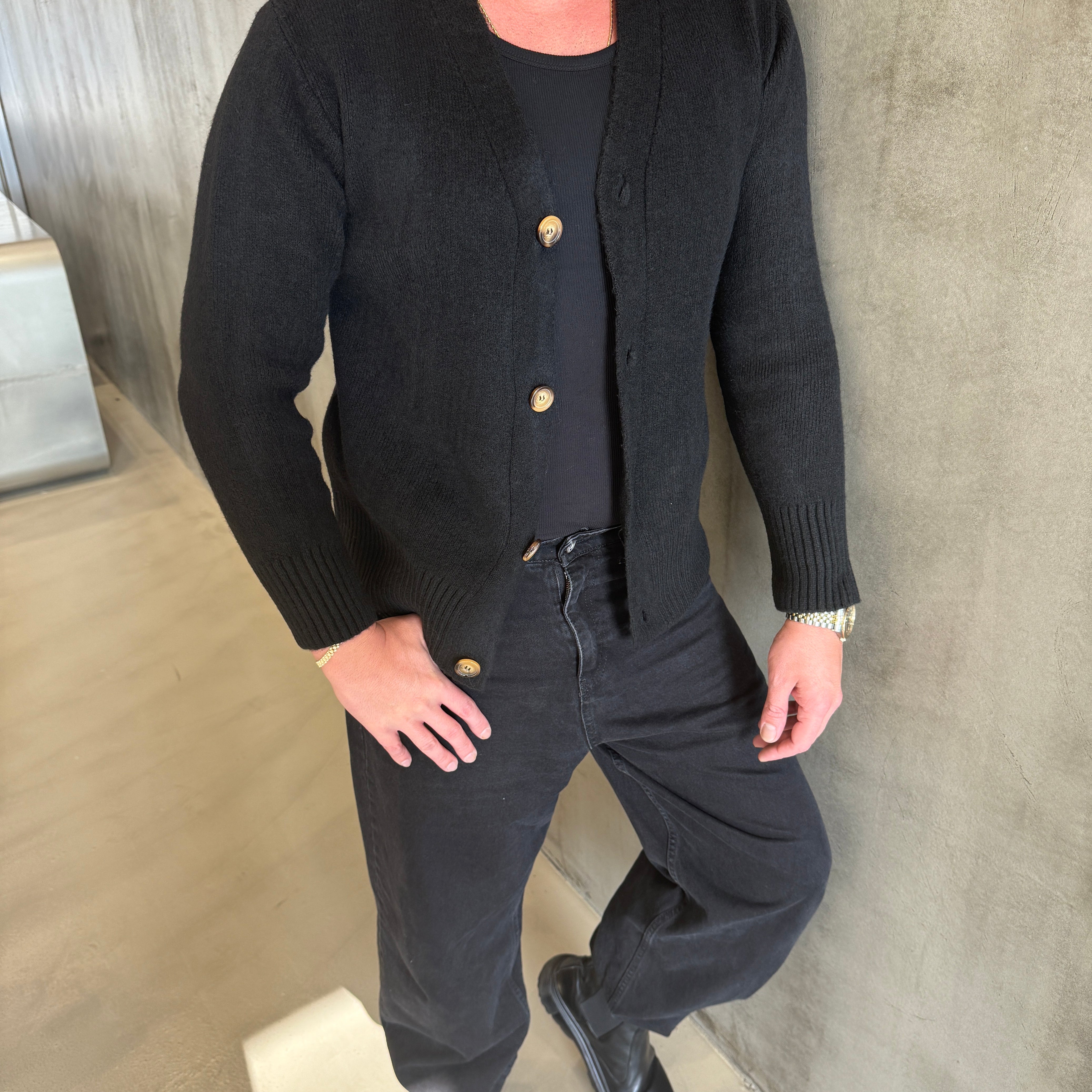 Ekru Sakallı Kumaş Hırka