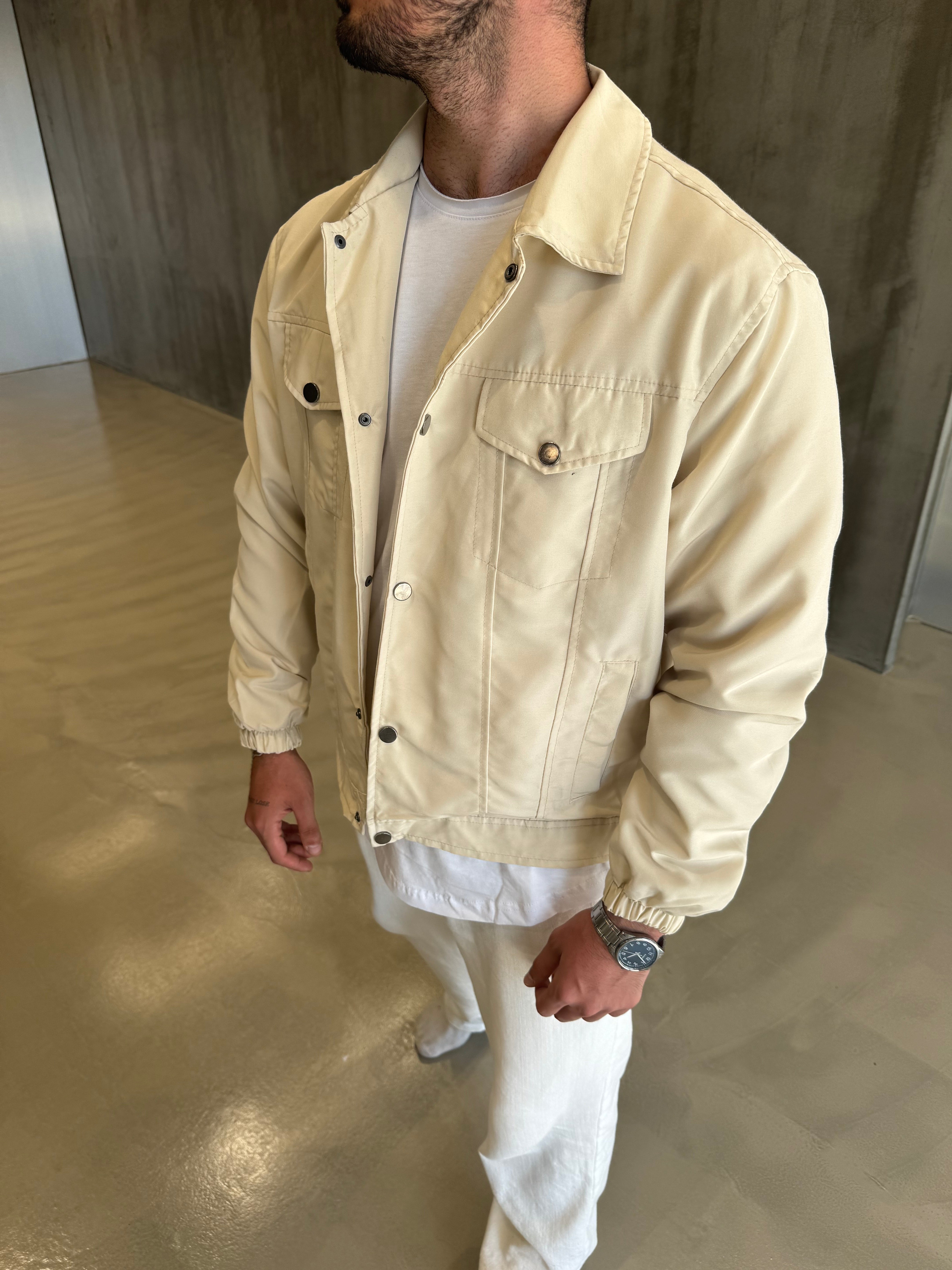 Krem Çift Cepli Ceket