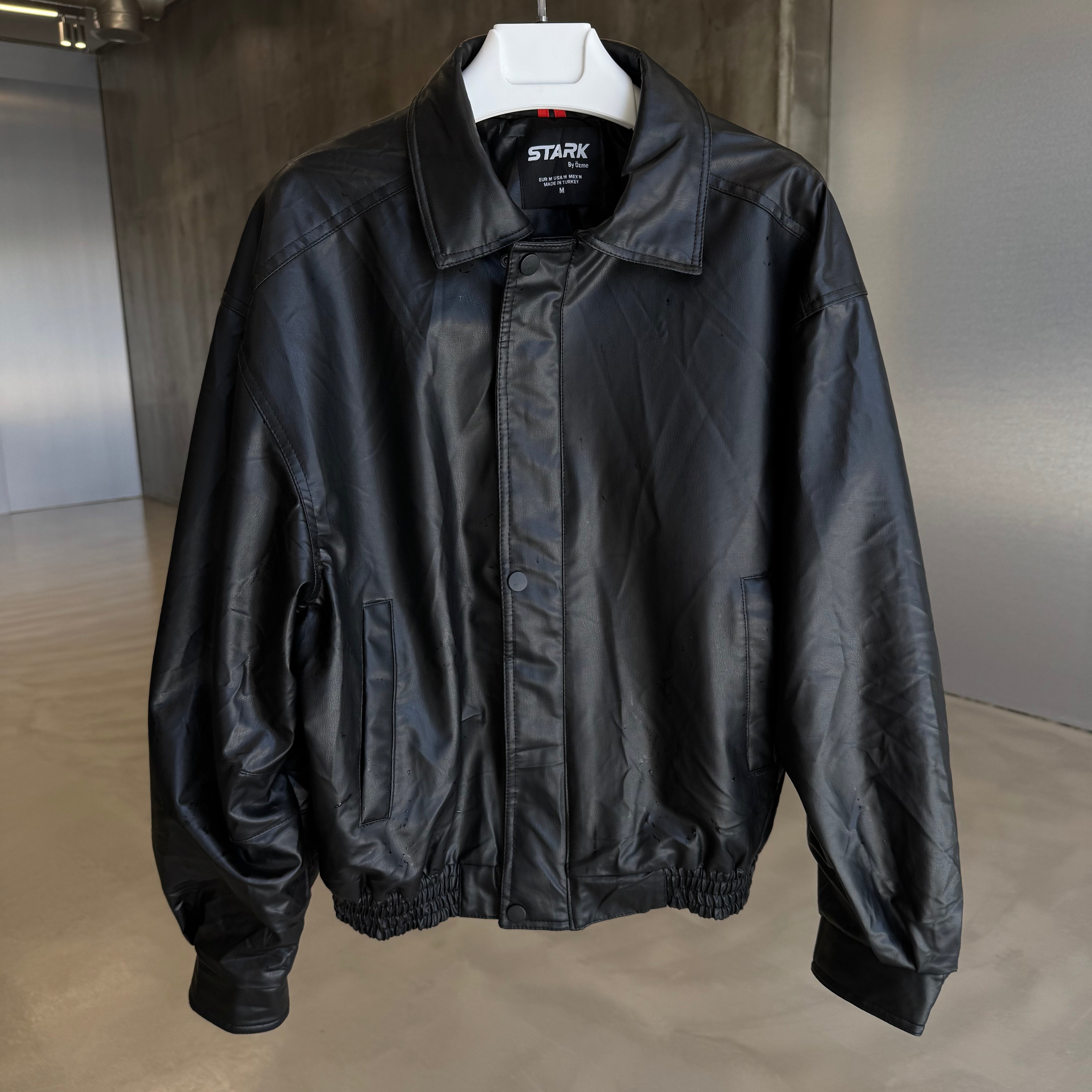 Siyah Oversize Deri Ceket
