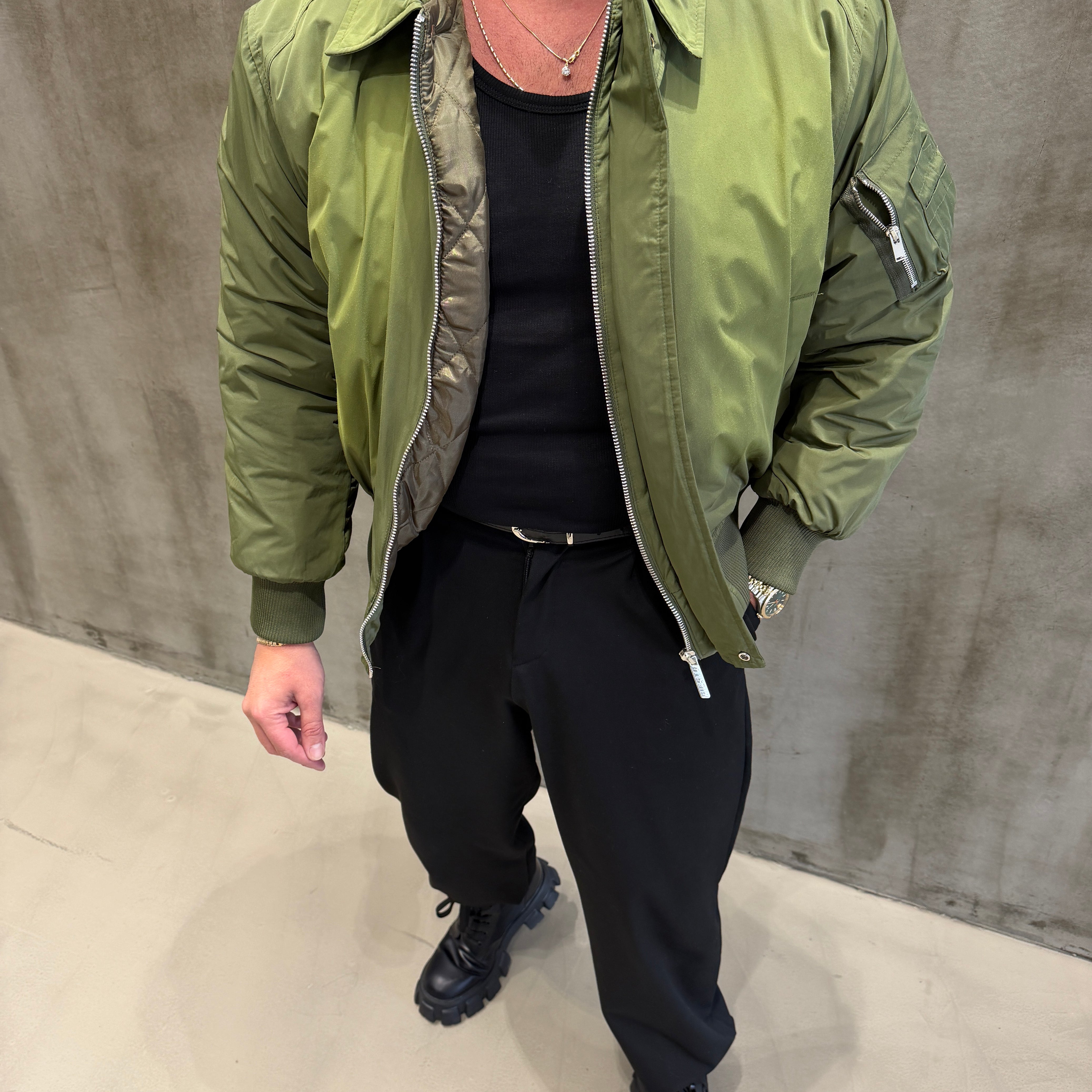 Giesto Yeşil Yıkamalı Kapitone Yeşil Mont