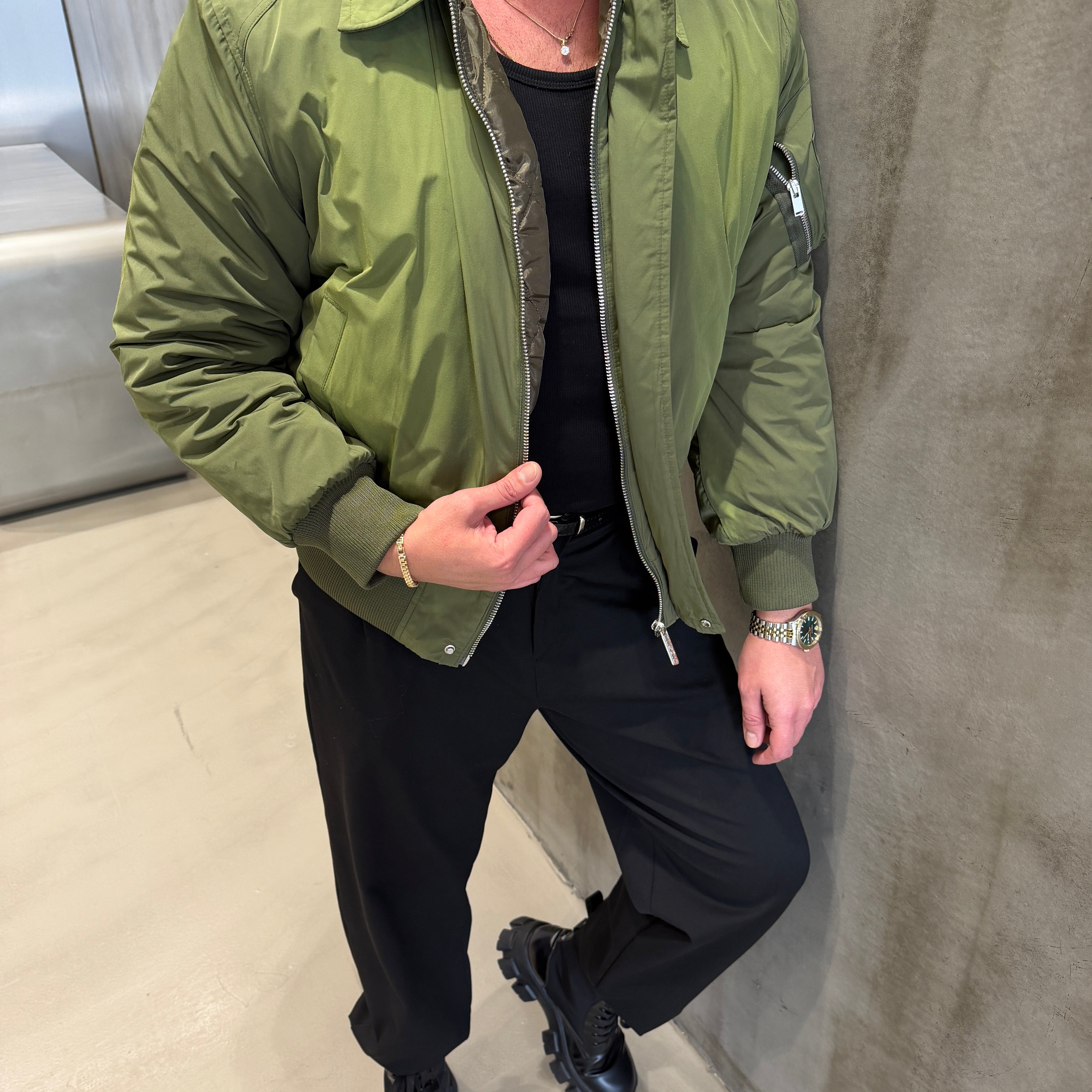 Giesto Yeşil Yıkamalı Kapitone Yeşil Mont