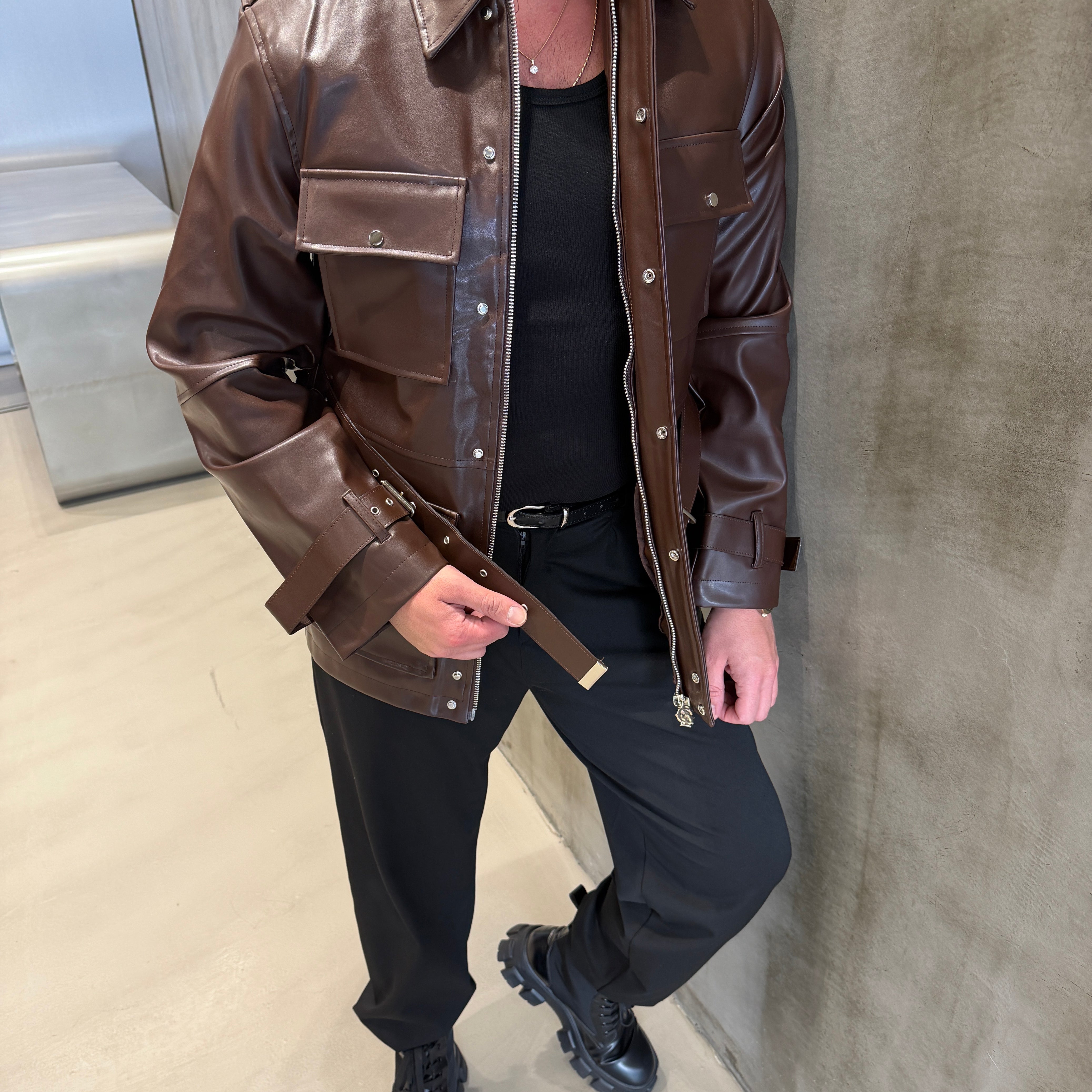 Kahve Giesto Deri Tasarım Mont