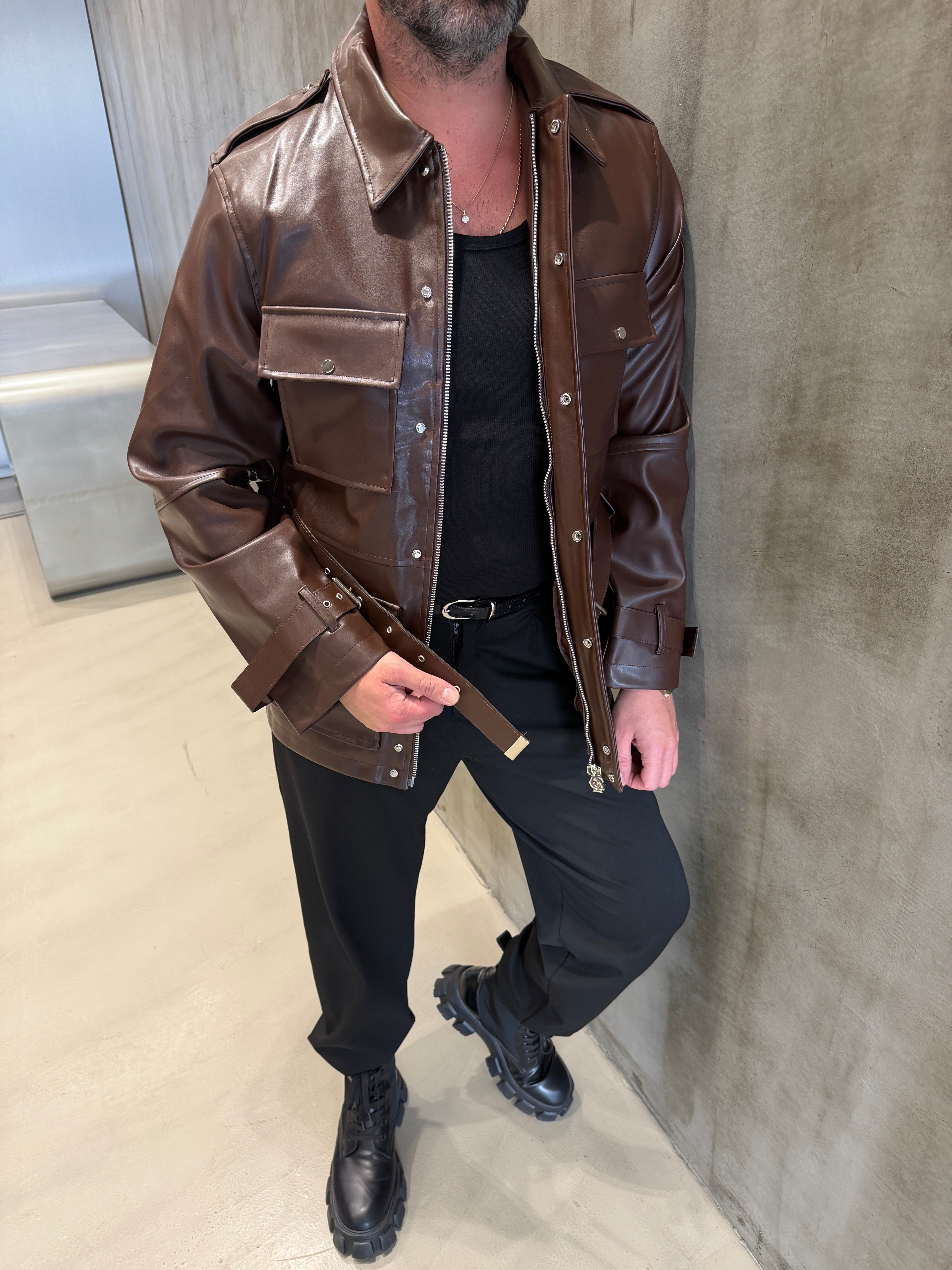 Kahve Giesto Deri Tasarım Mont