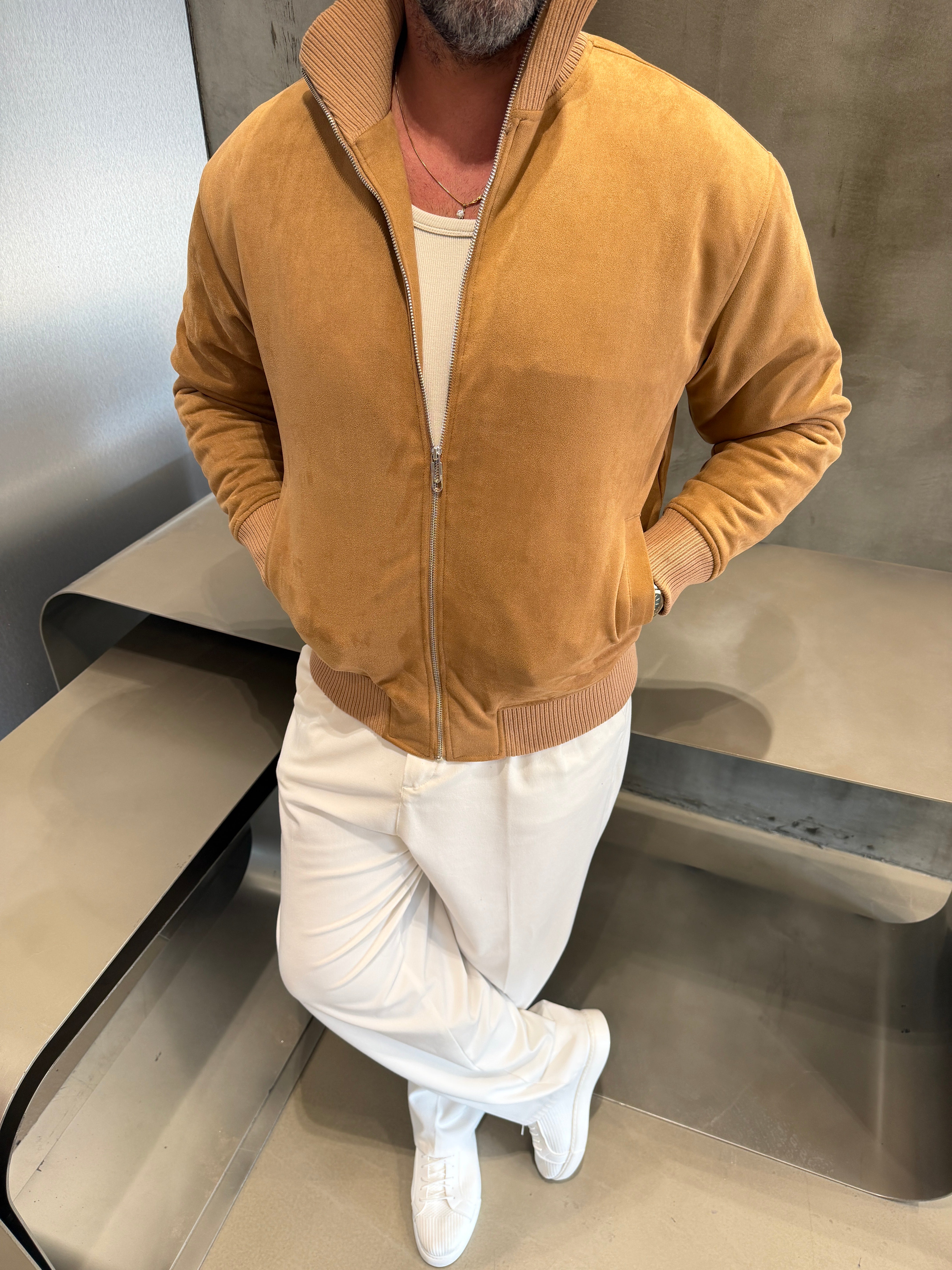 Taba Ribana Yakalı Nubuk Mont