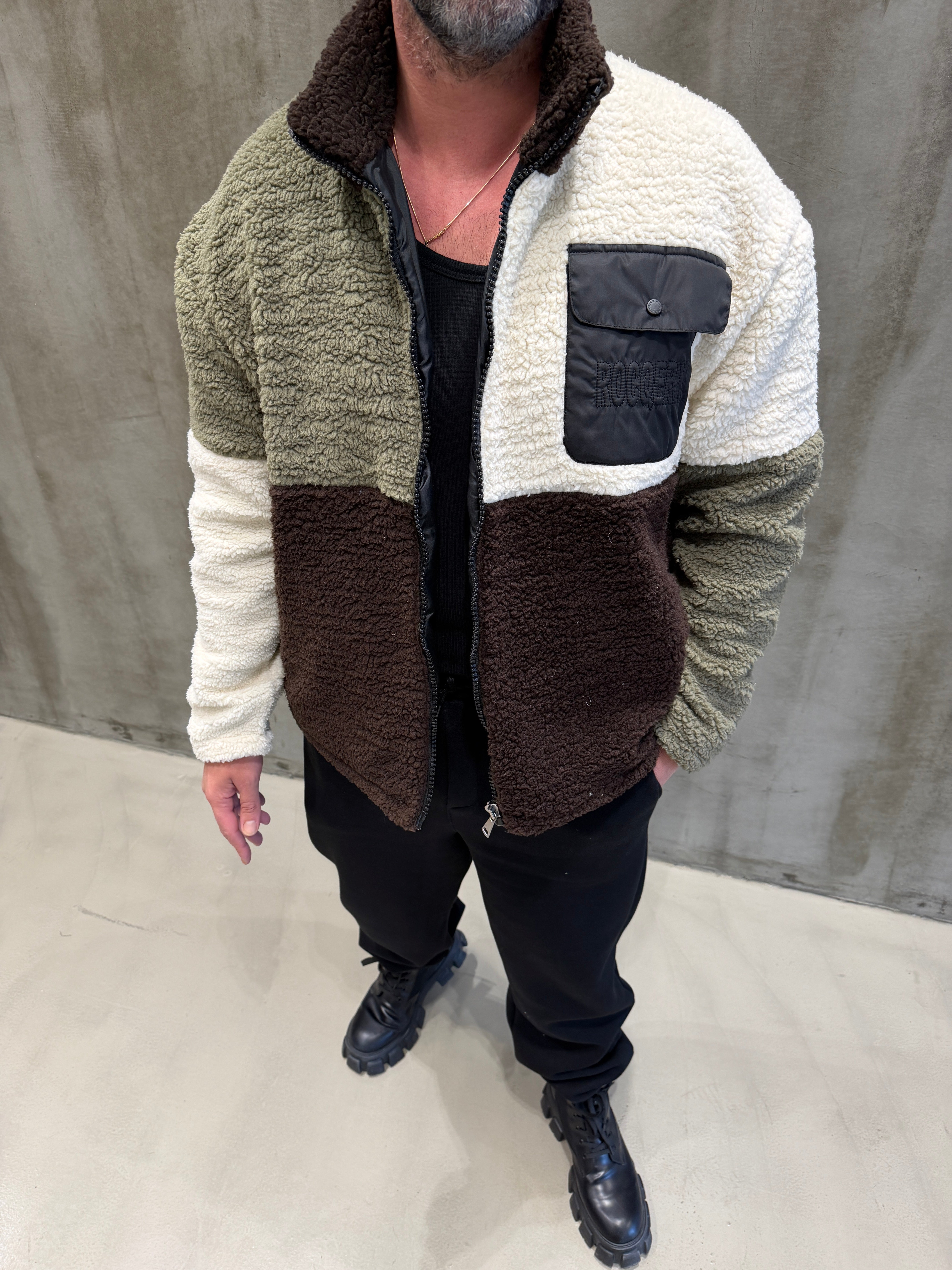 Parçalı Peluş Mont