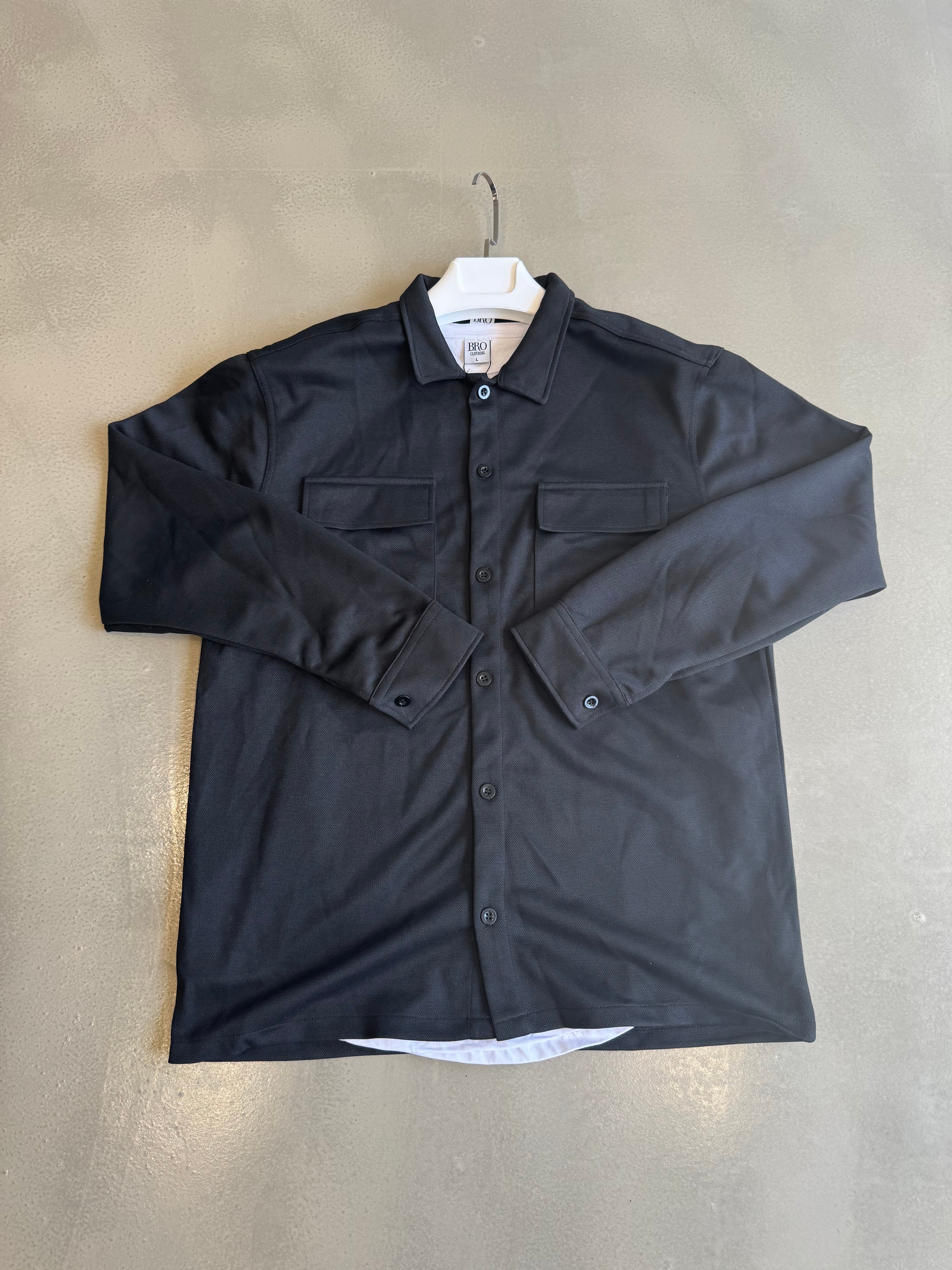 Siyah Çift Cepli Gabardin Ceket