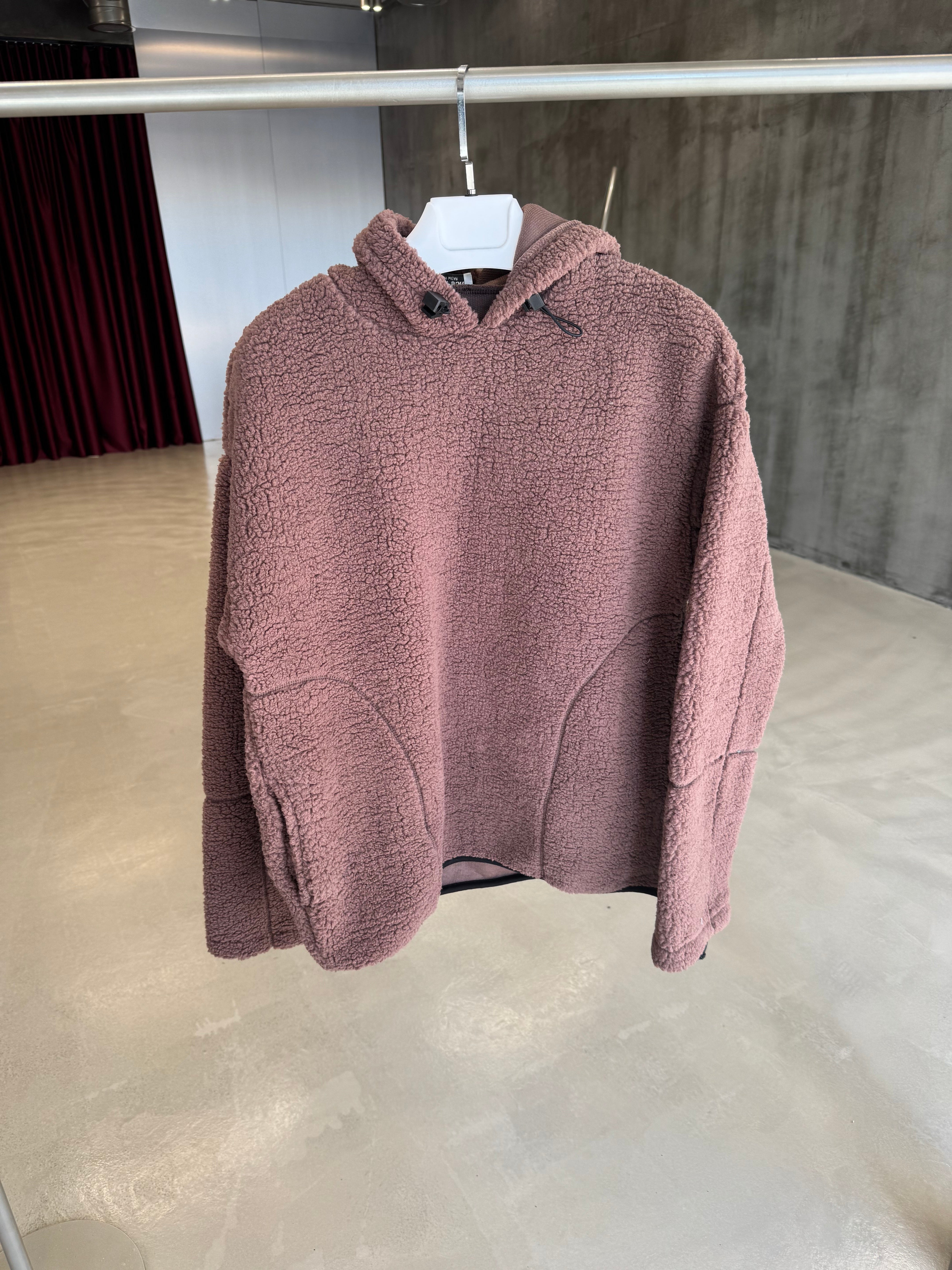 Kahve Kapüşonlu Peluş Polar