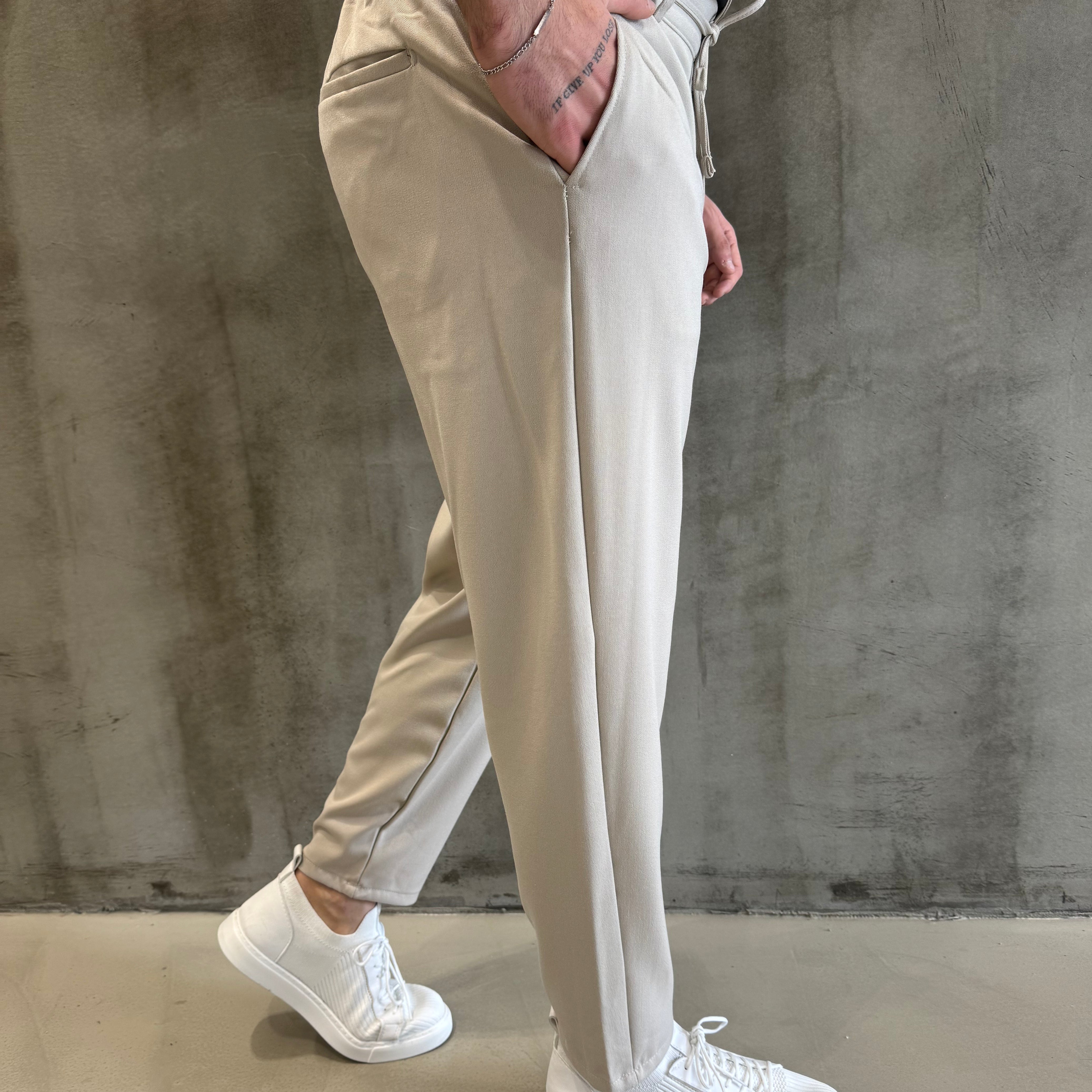 Krem SPF İpli Jogger Pantolon