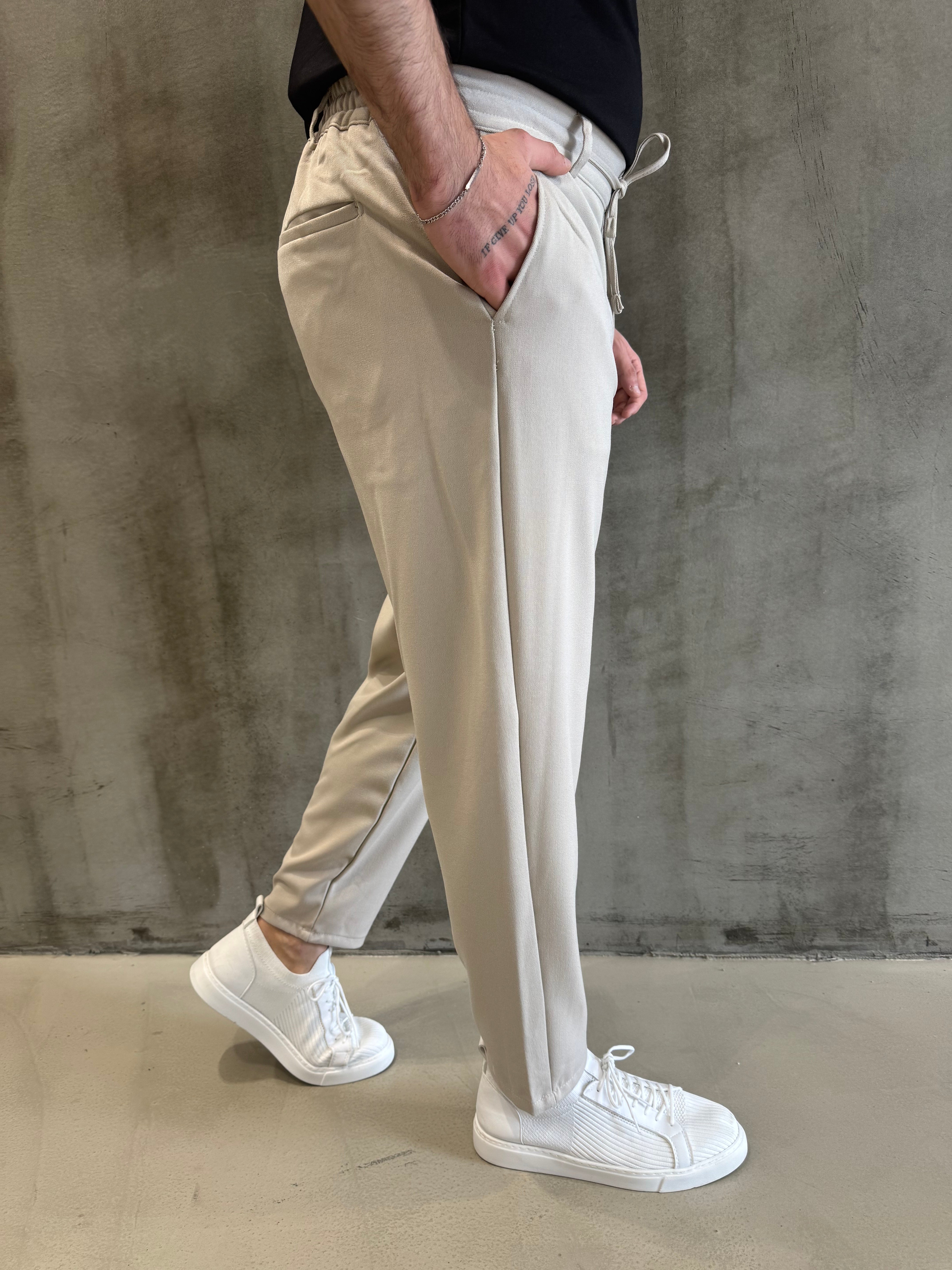 Krem SPF İpli Jogger Pantolon
