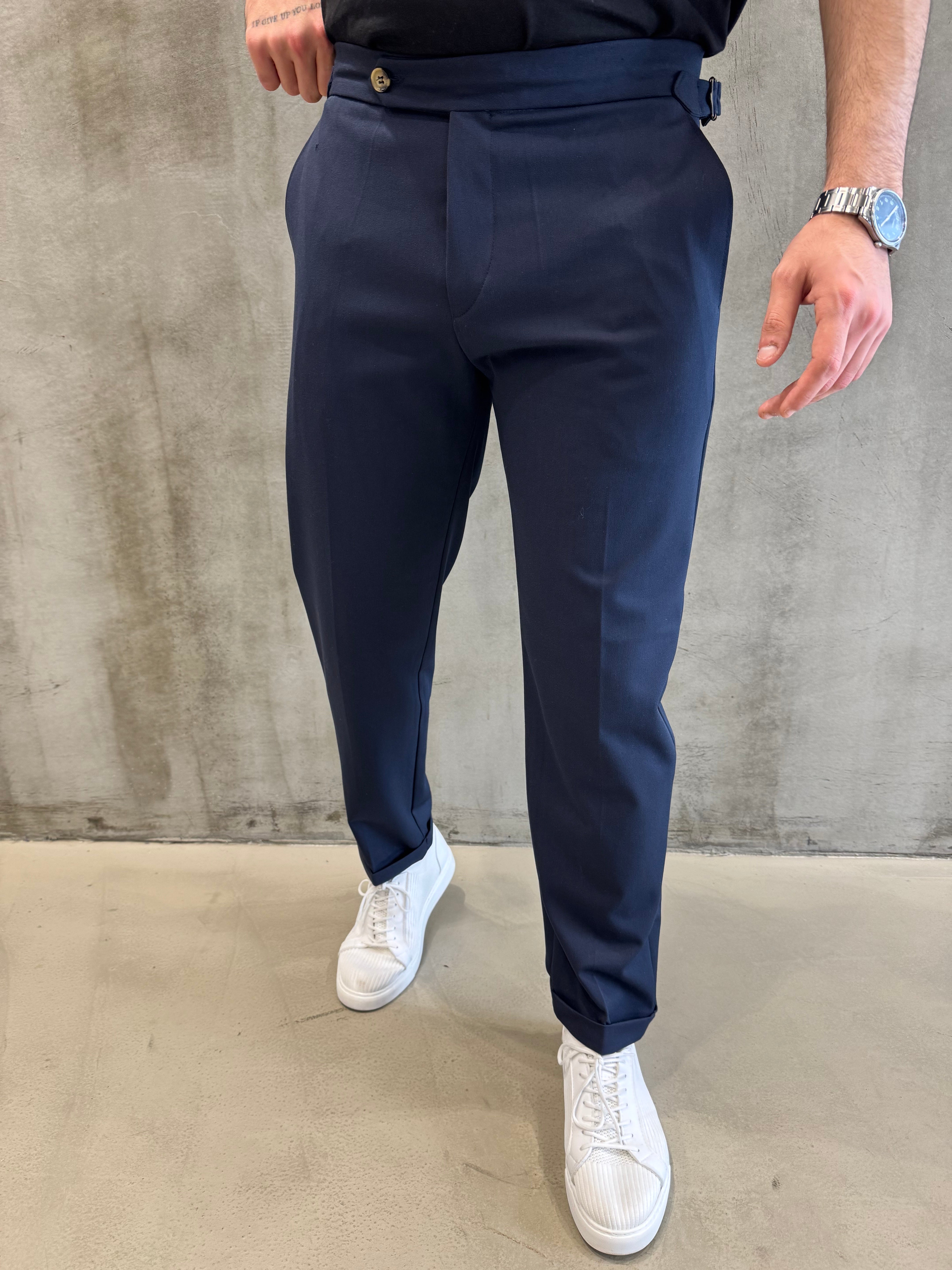 Lacivert Kemer Detaylı BR Pantolon