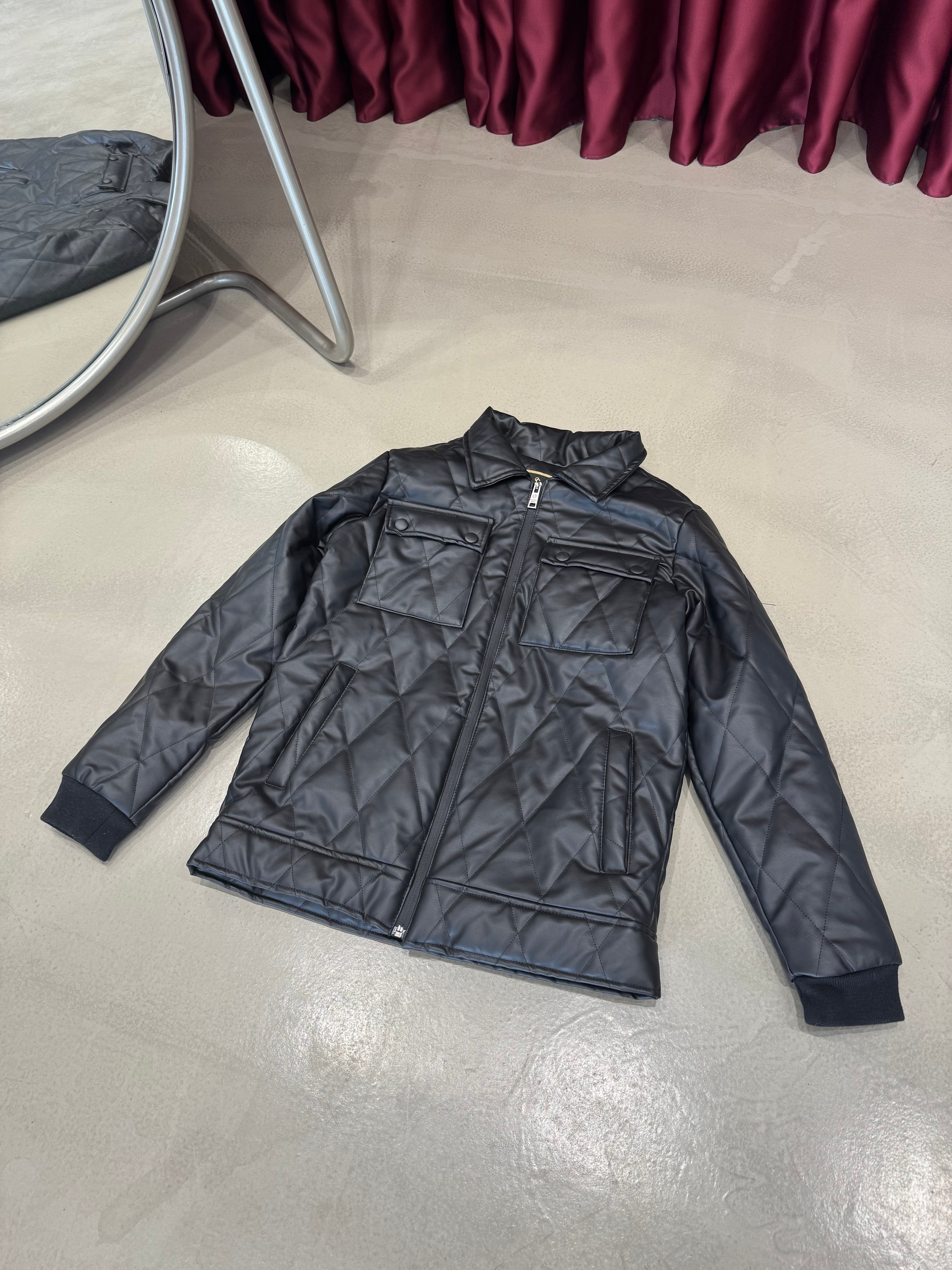 Çift Cepli Deri Ceket