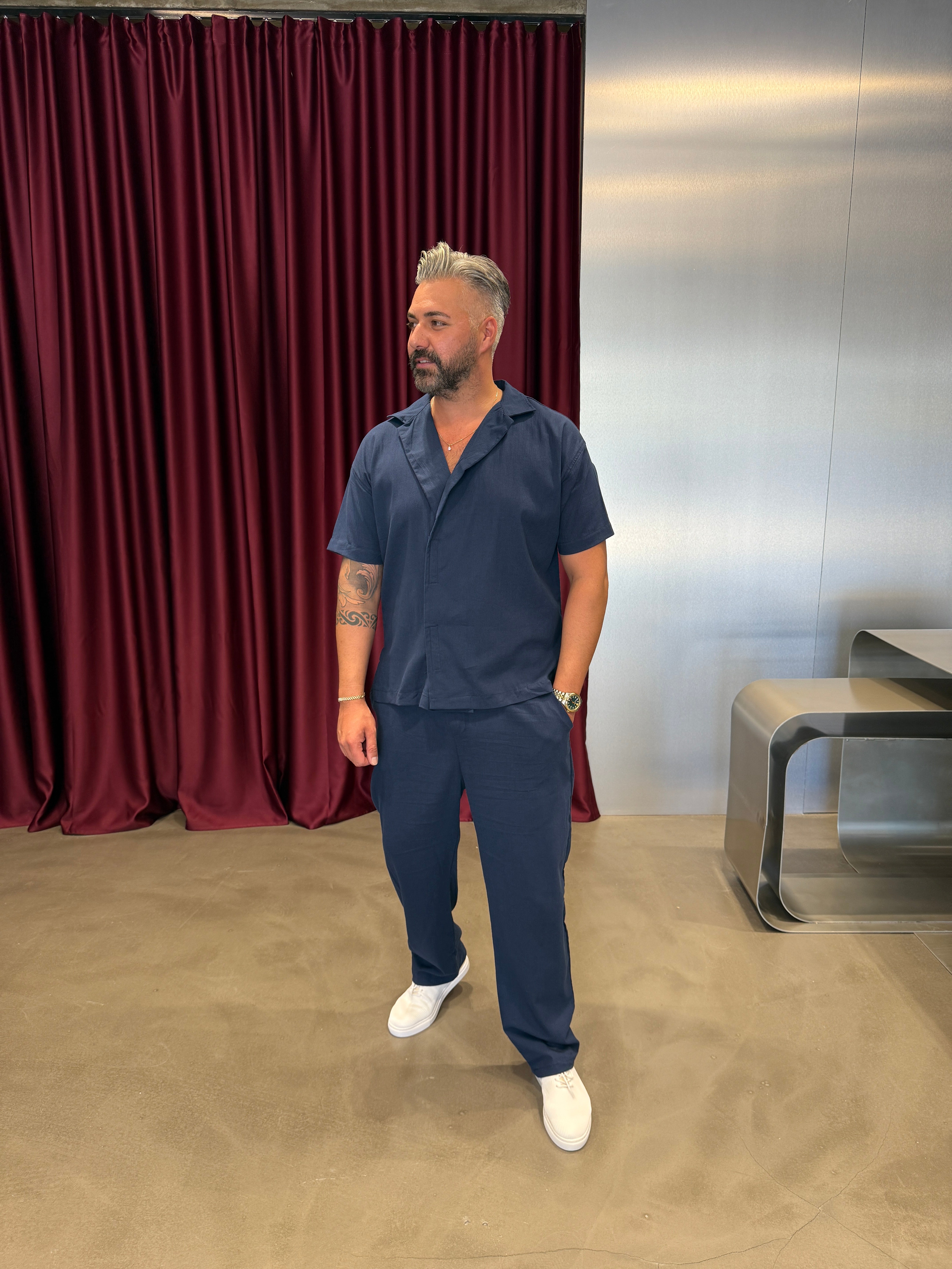 Lacivert Kruvaze Keten Takım