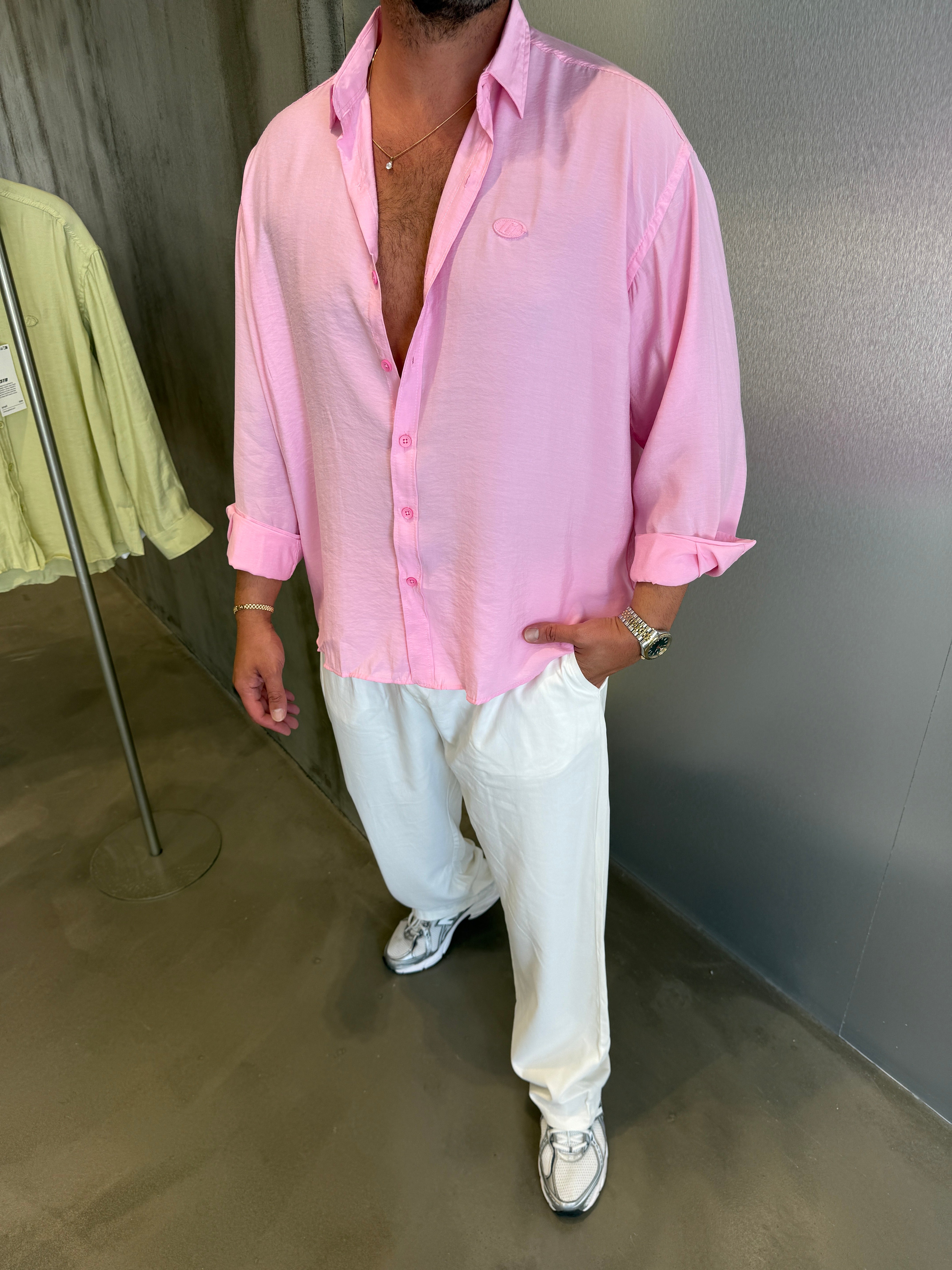 Pembe Modal Kumaş Gömlek