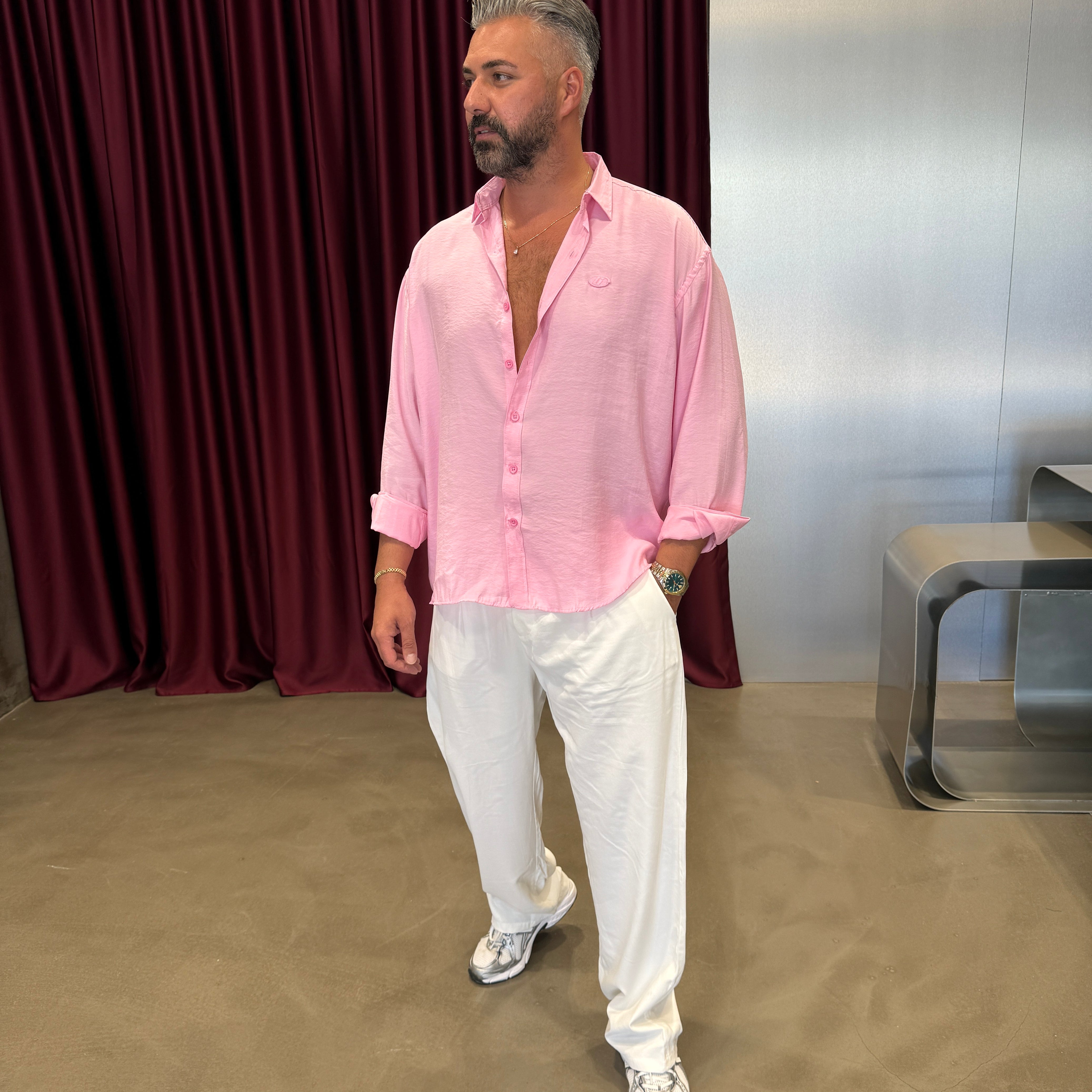 Pembe Modal Kumaş Gömlek
