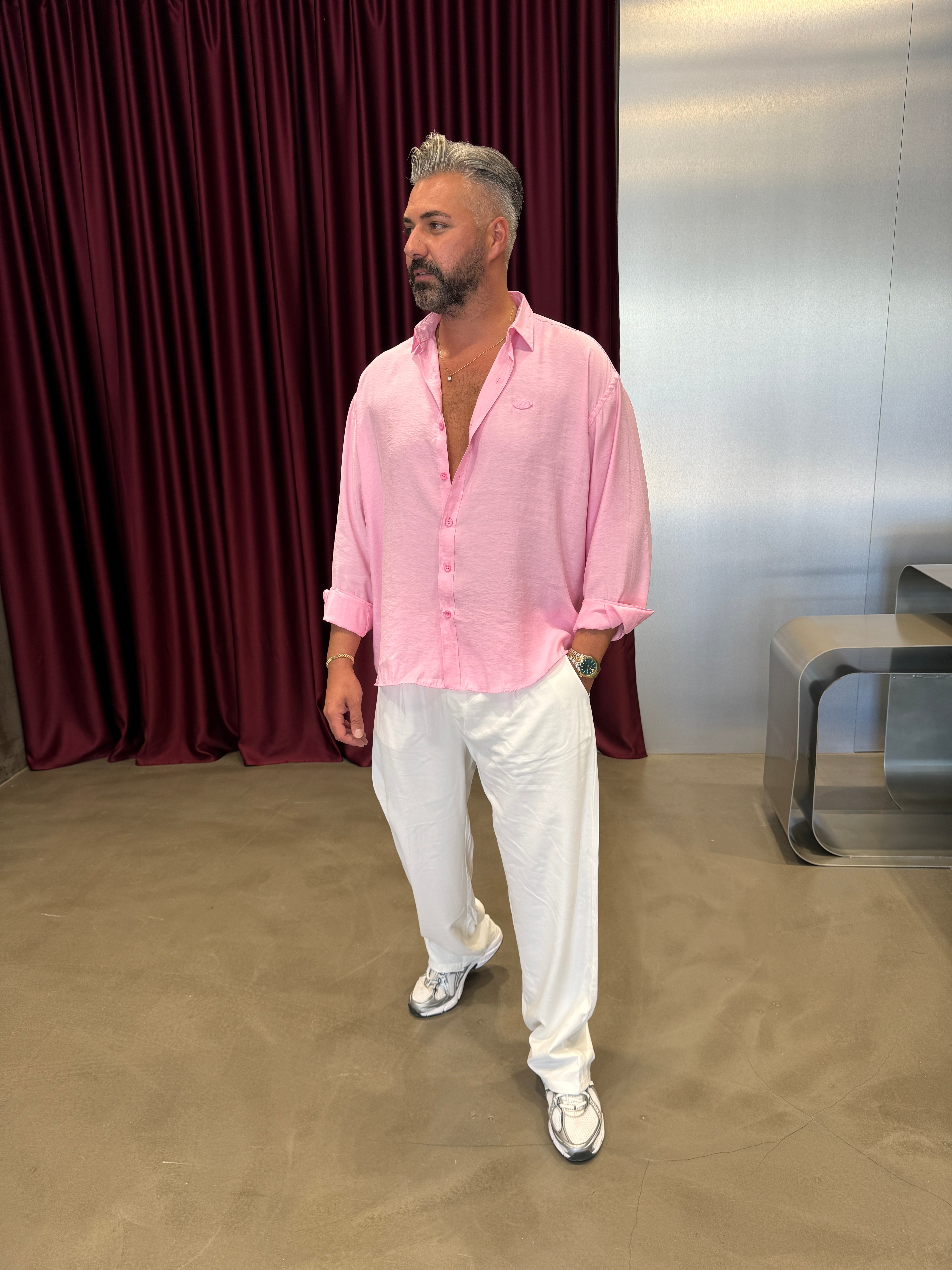 Pembe Modal Kumaş Gömlek