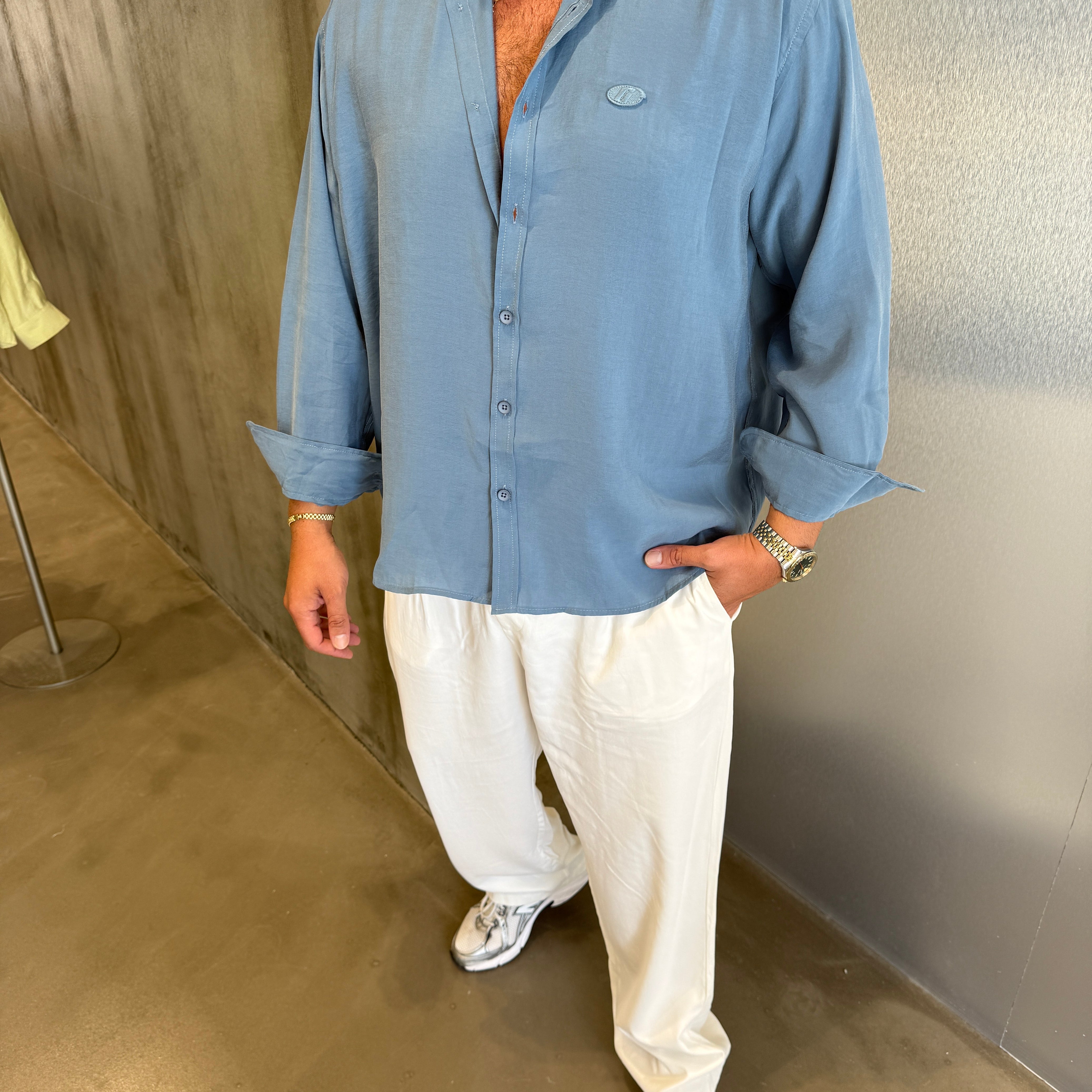 Lacivert Modal Kumaş Gömlek