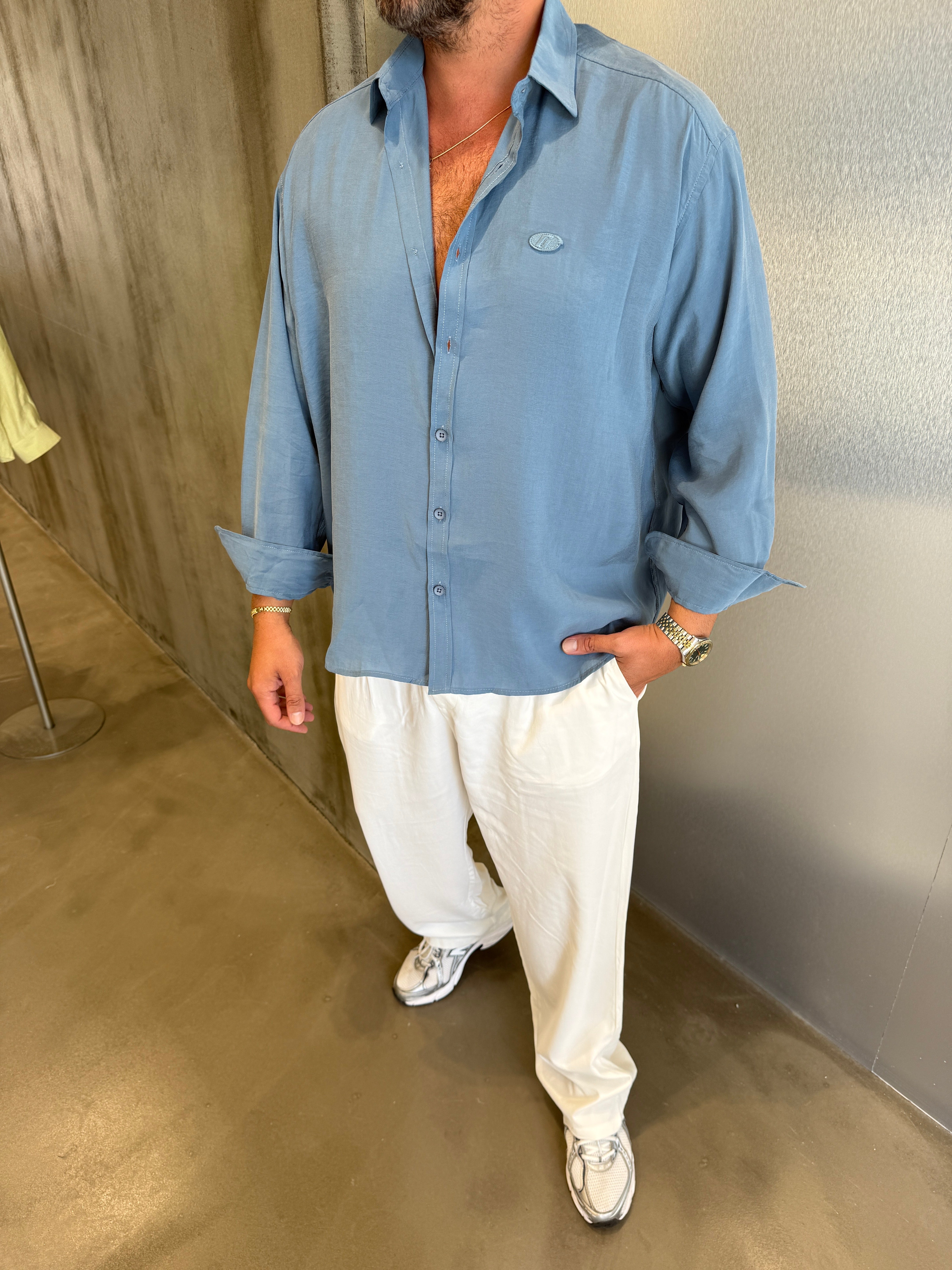 Mavi Modal Kumaş Gömlek