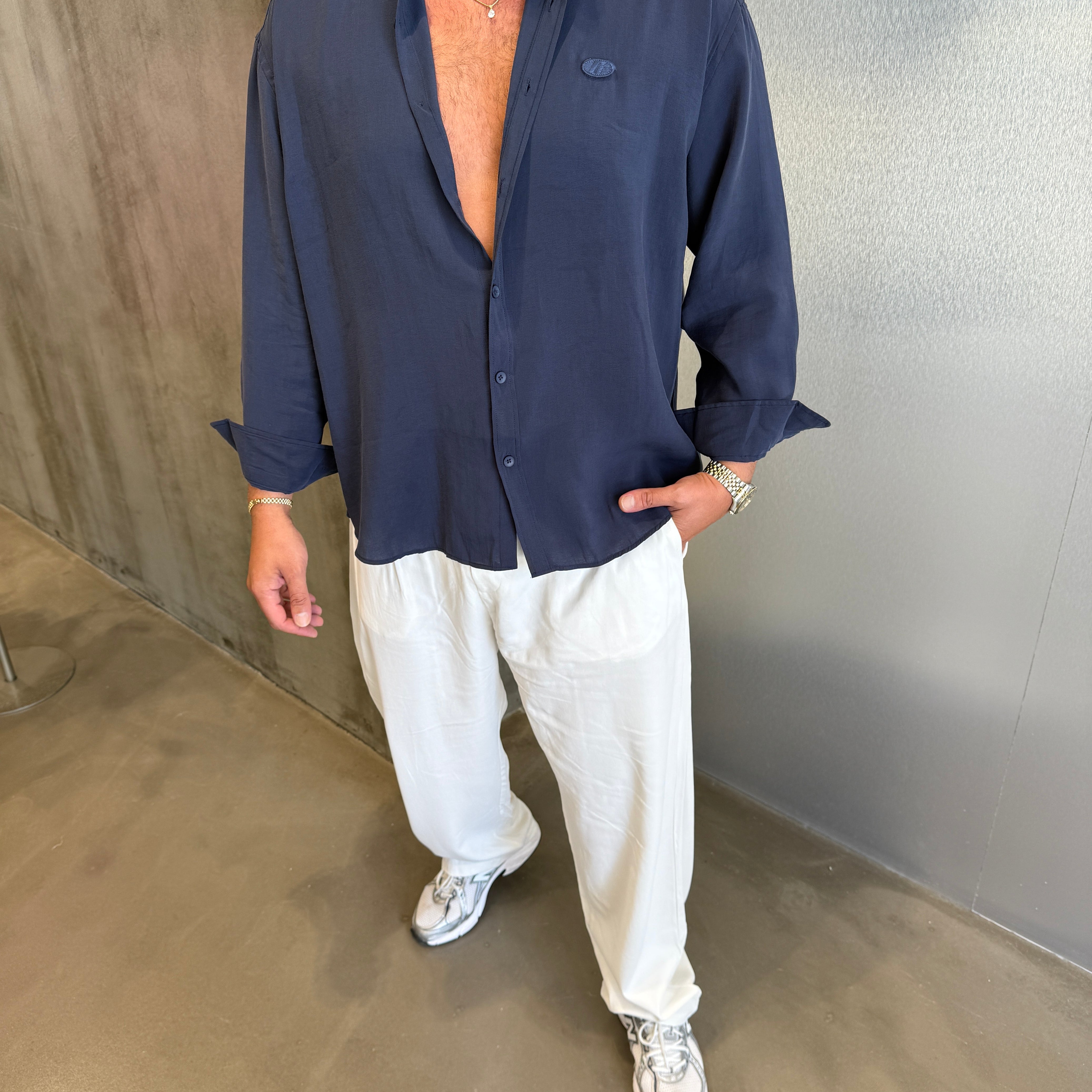 Lacivert Modal Kumaş Gömlek