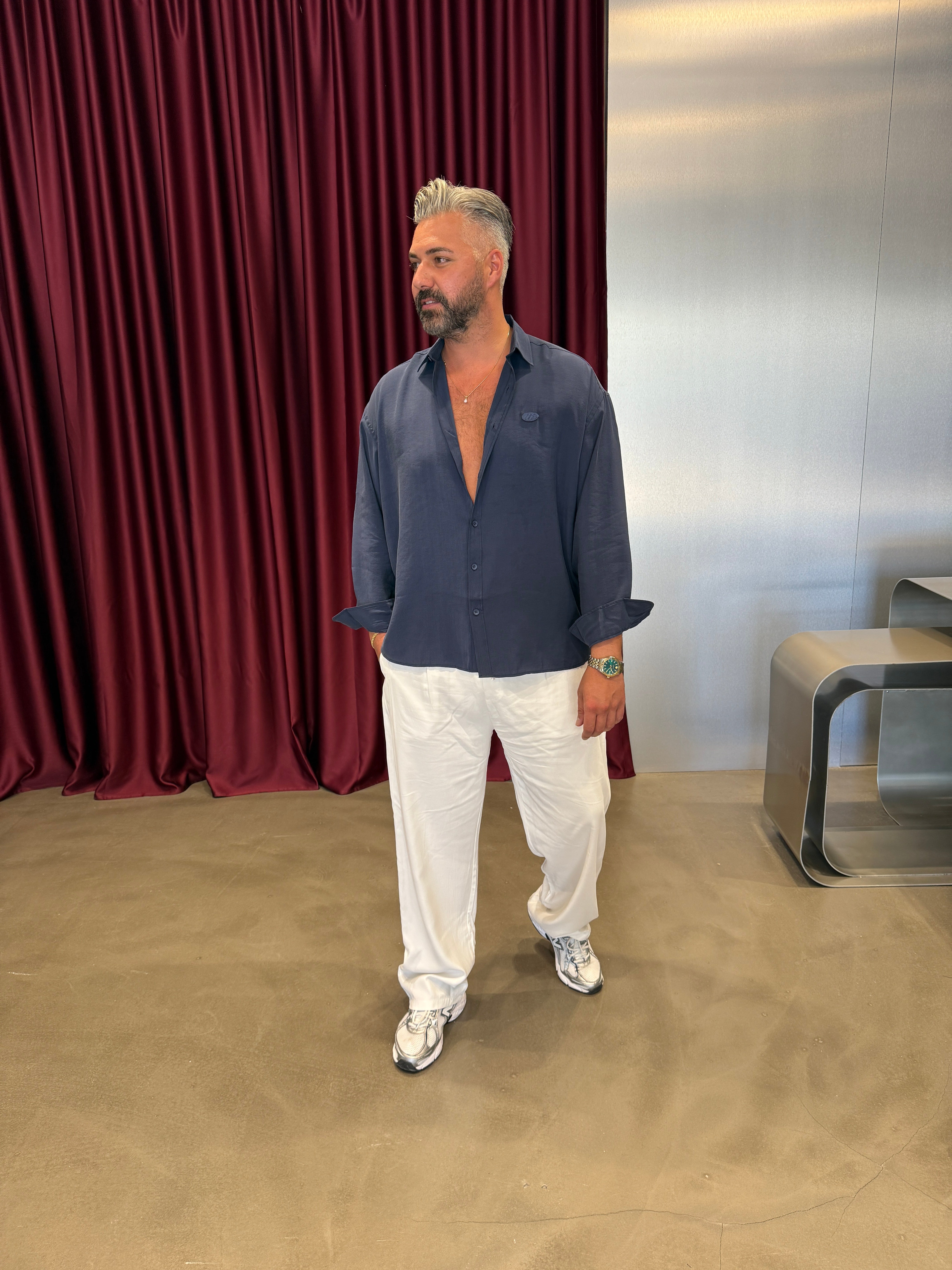 Lacivert Modal Kumaş Gömlek