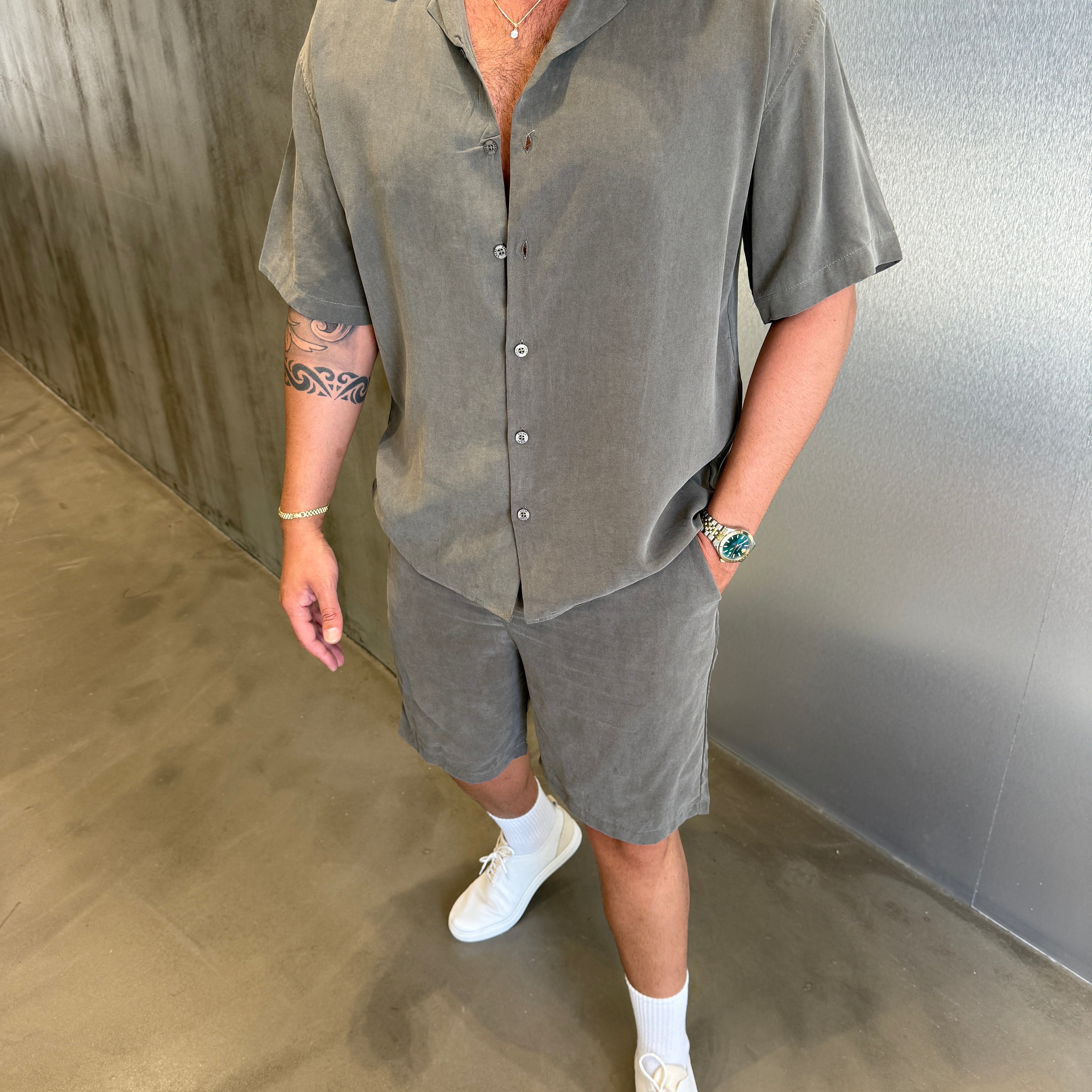 Lacivert Modal Kumaş Yıkamalı Takım