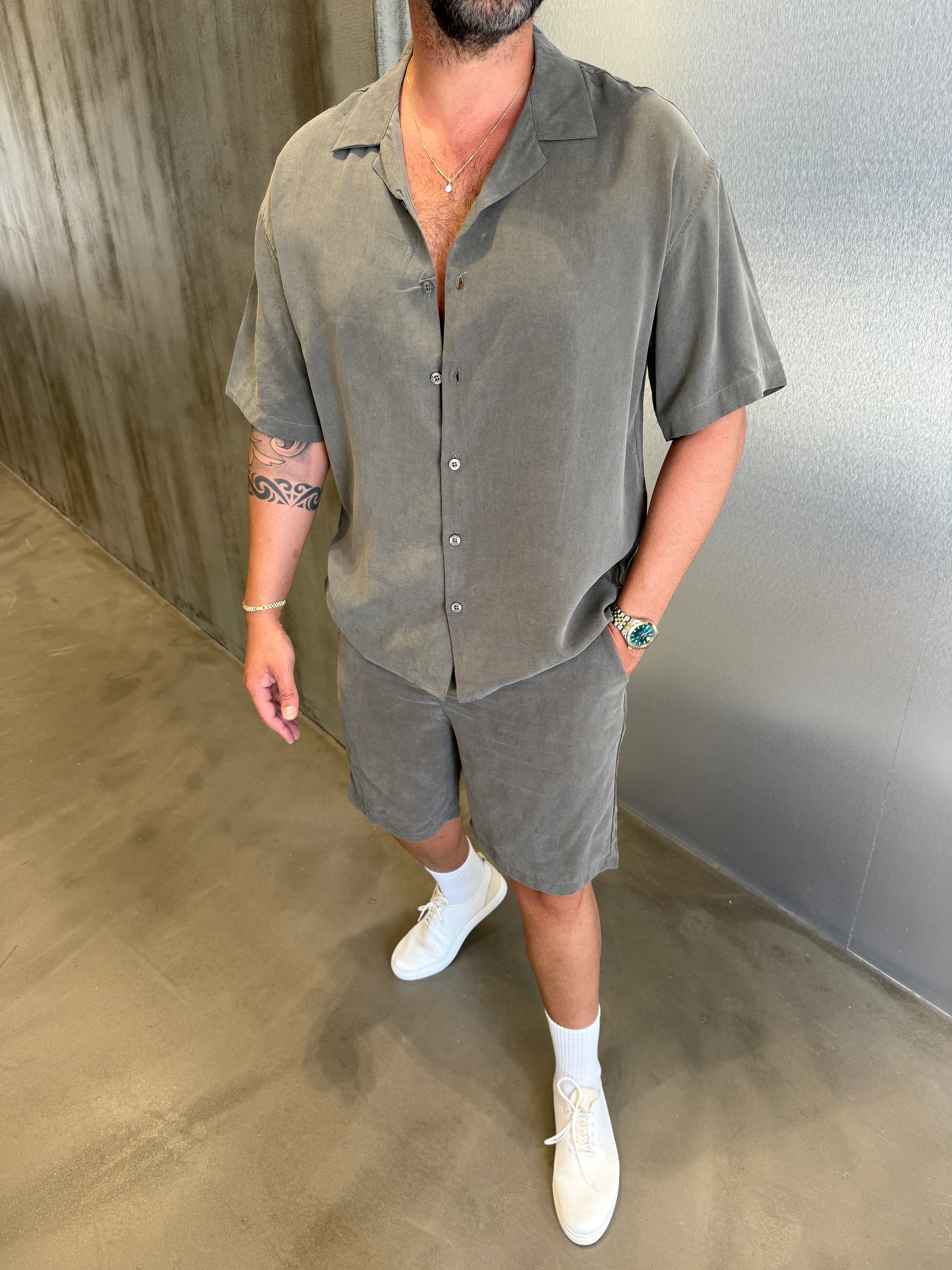 Lacivert Modal Kumaş Yıkamalı Takım