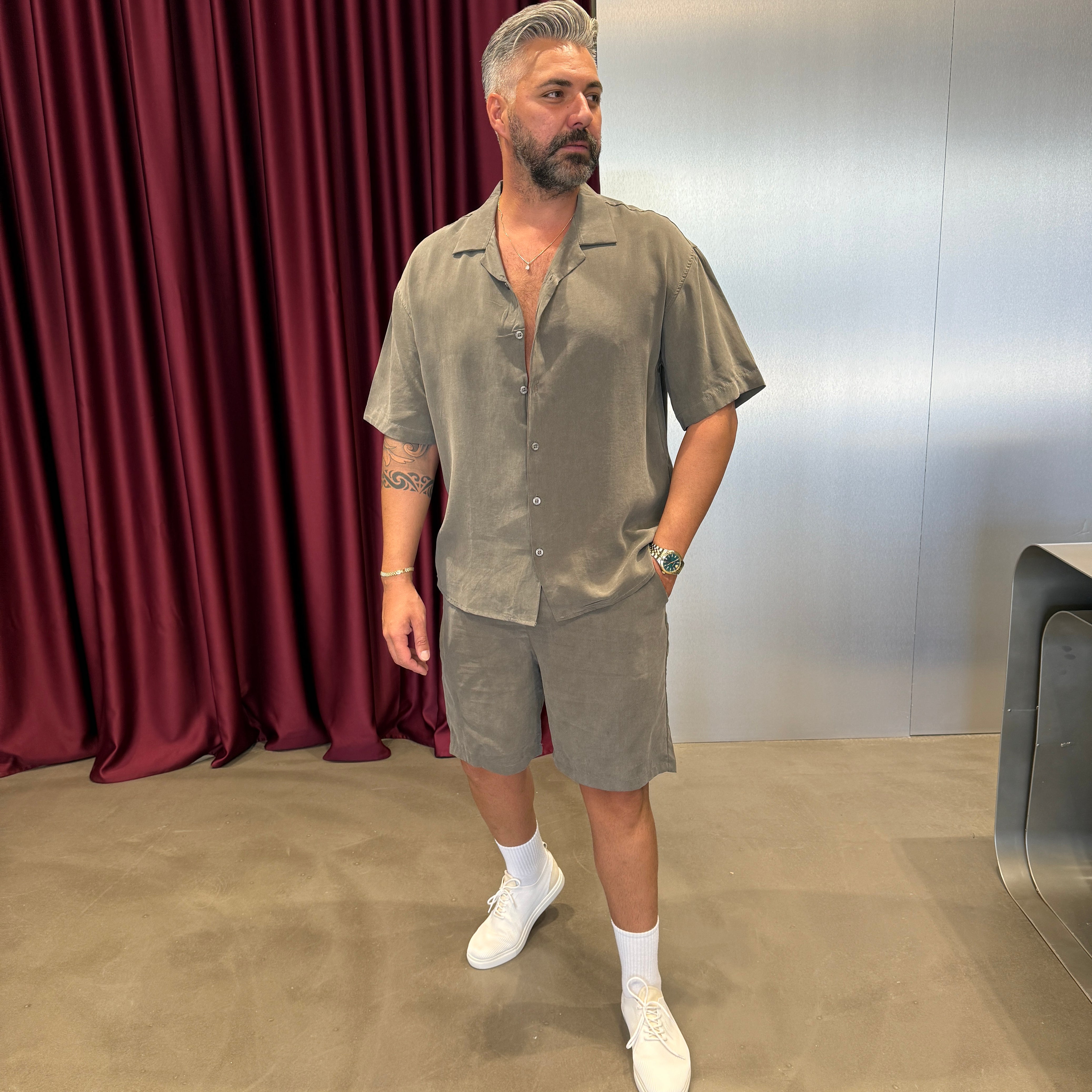 Lacivert Modal Kumaş Yıkamalı Takım