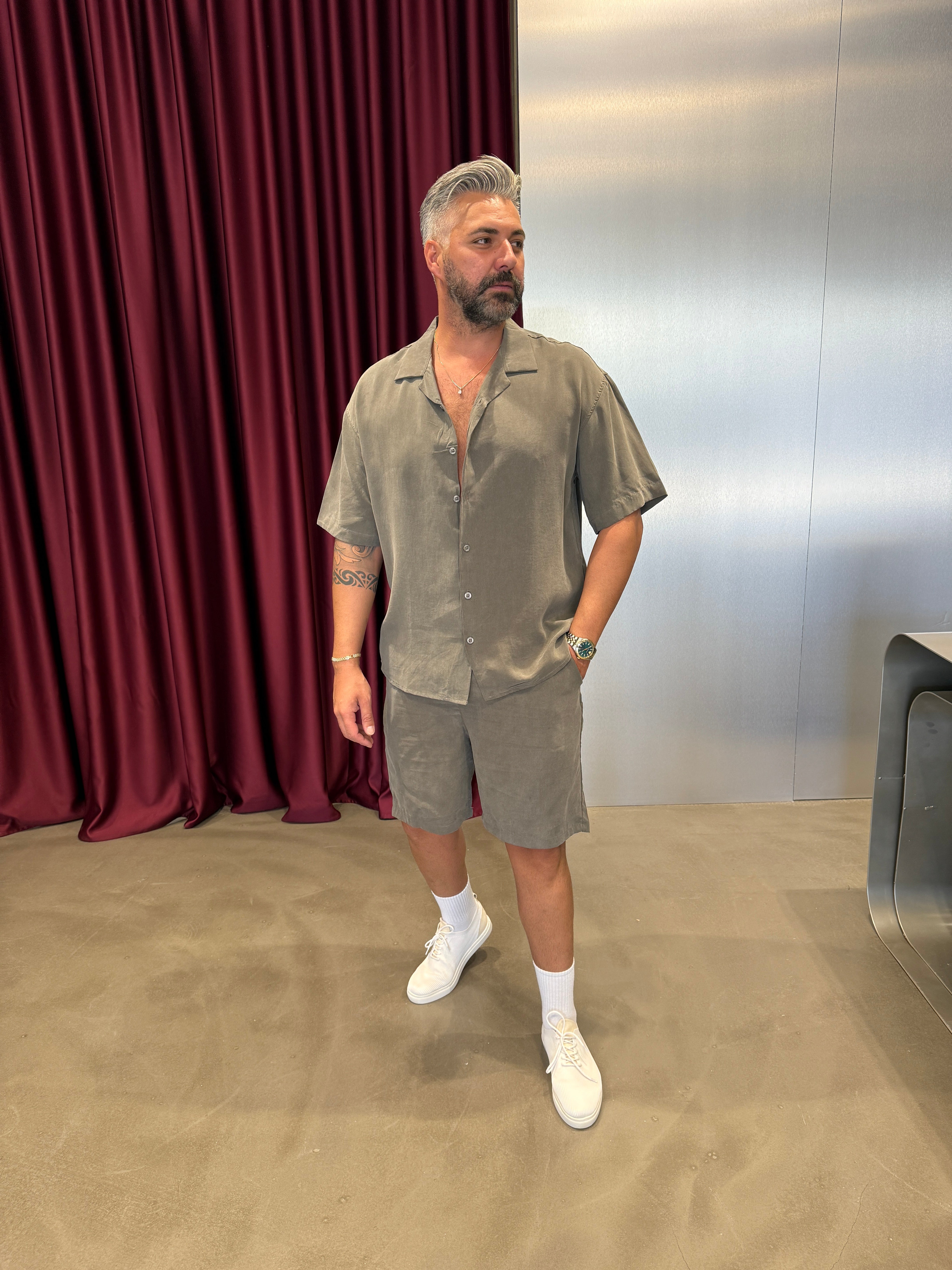 Lacivert Modal Kumaş Yıkamalı Takım