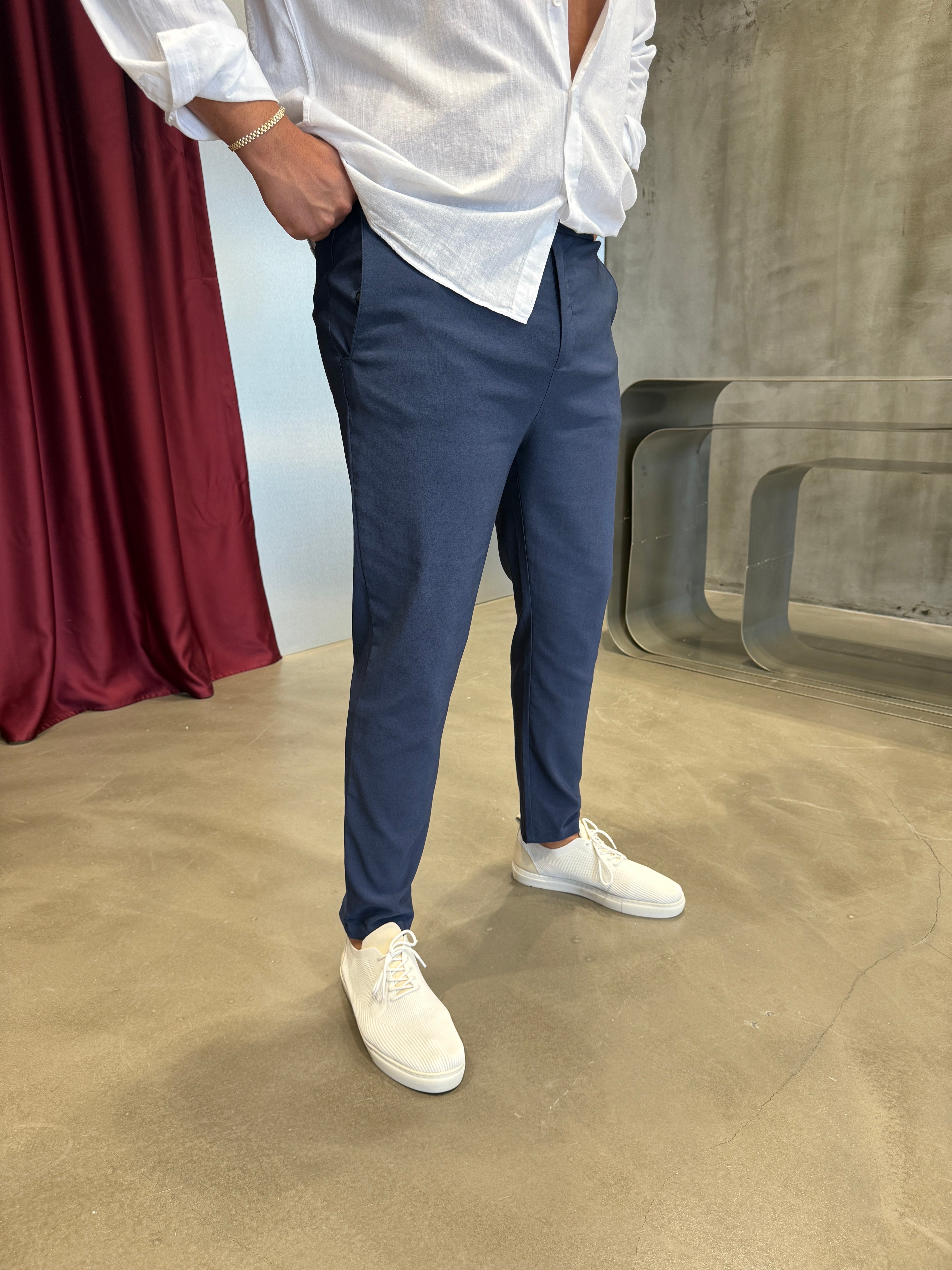 Krem Bel Lastik Pantolon