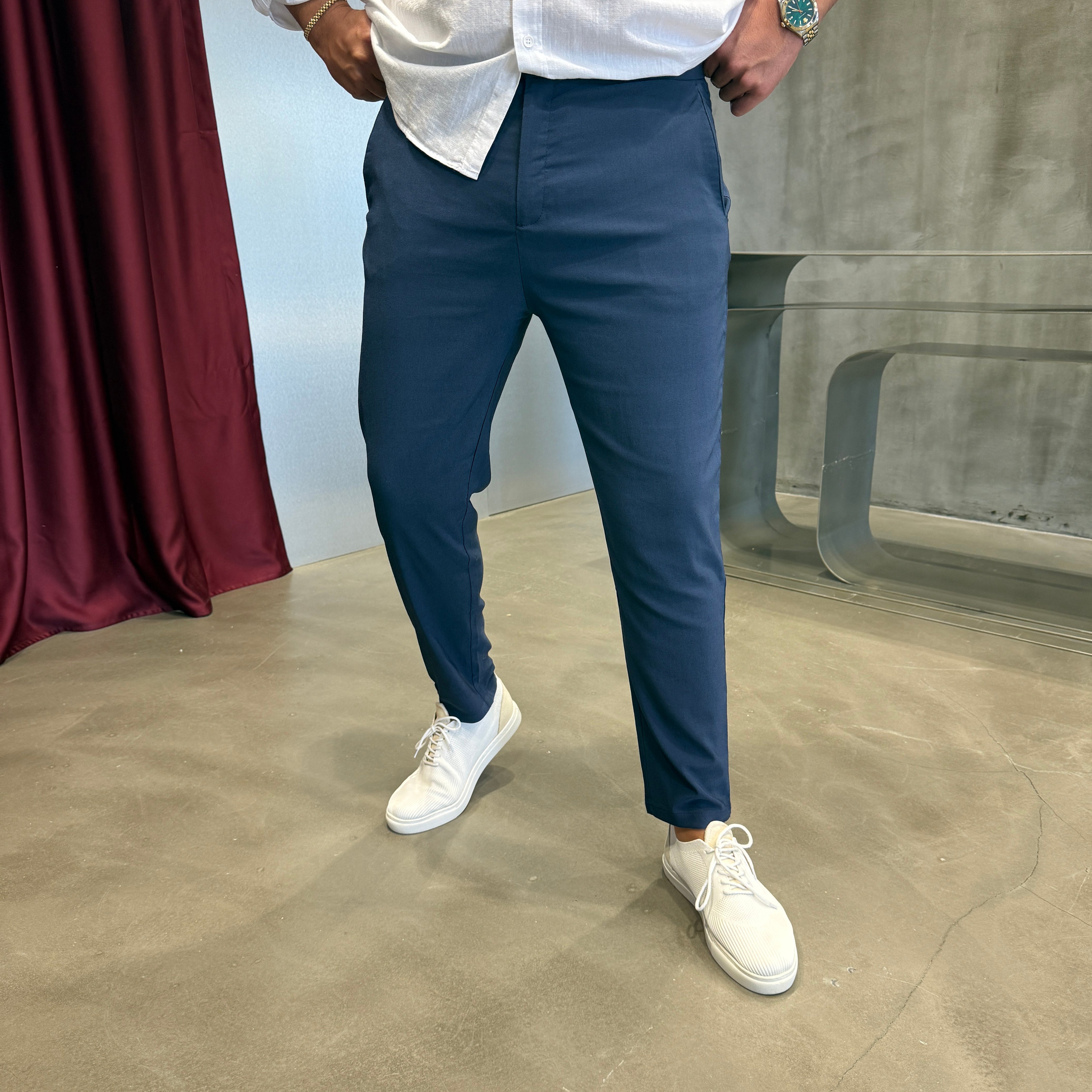 Krem Bel Lastik Pantolon